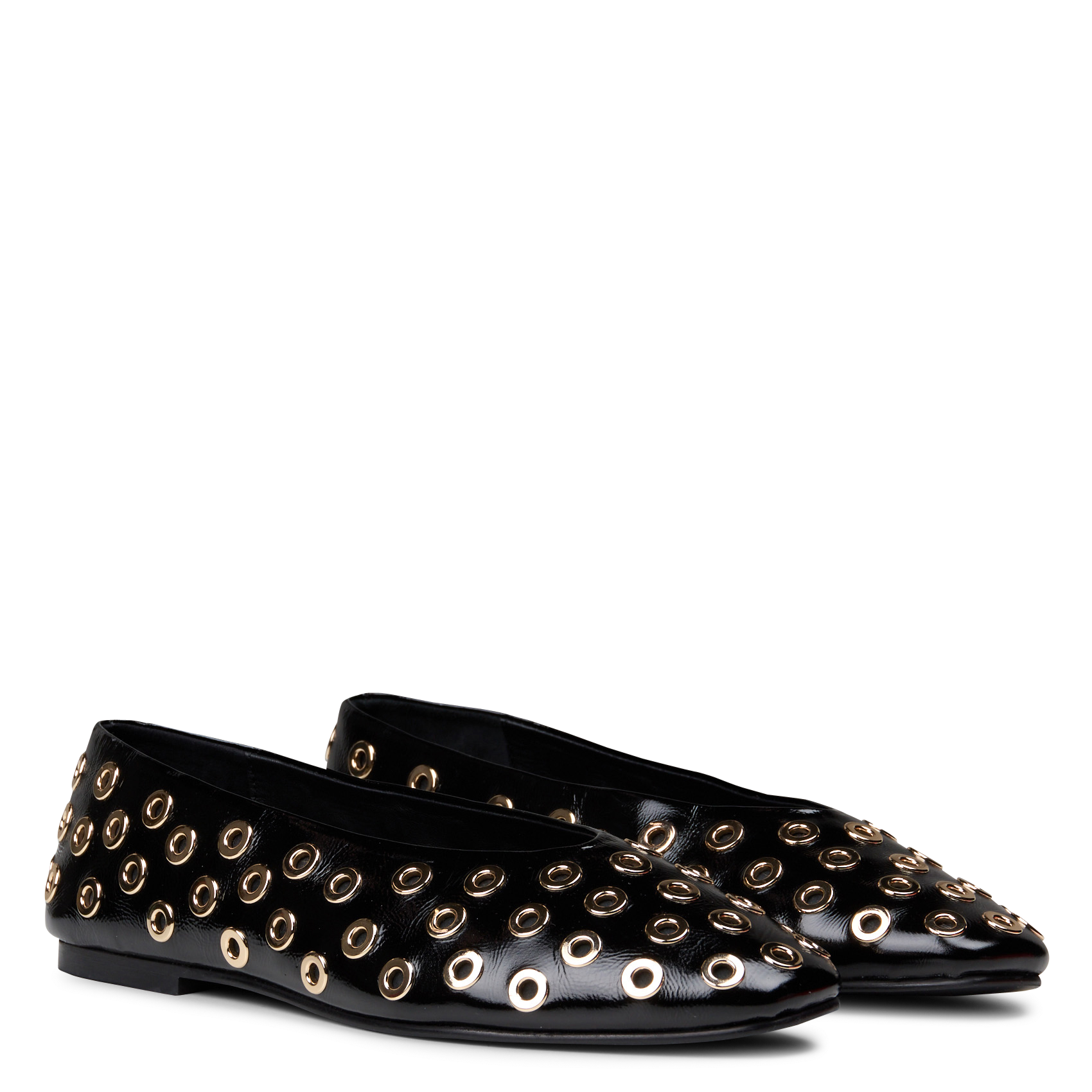 Ballerines en cuir avec œillets métalliques BERENICE Noir