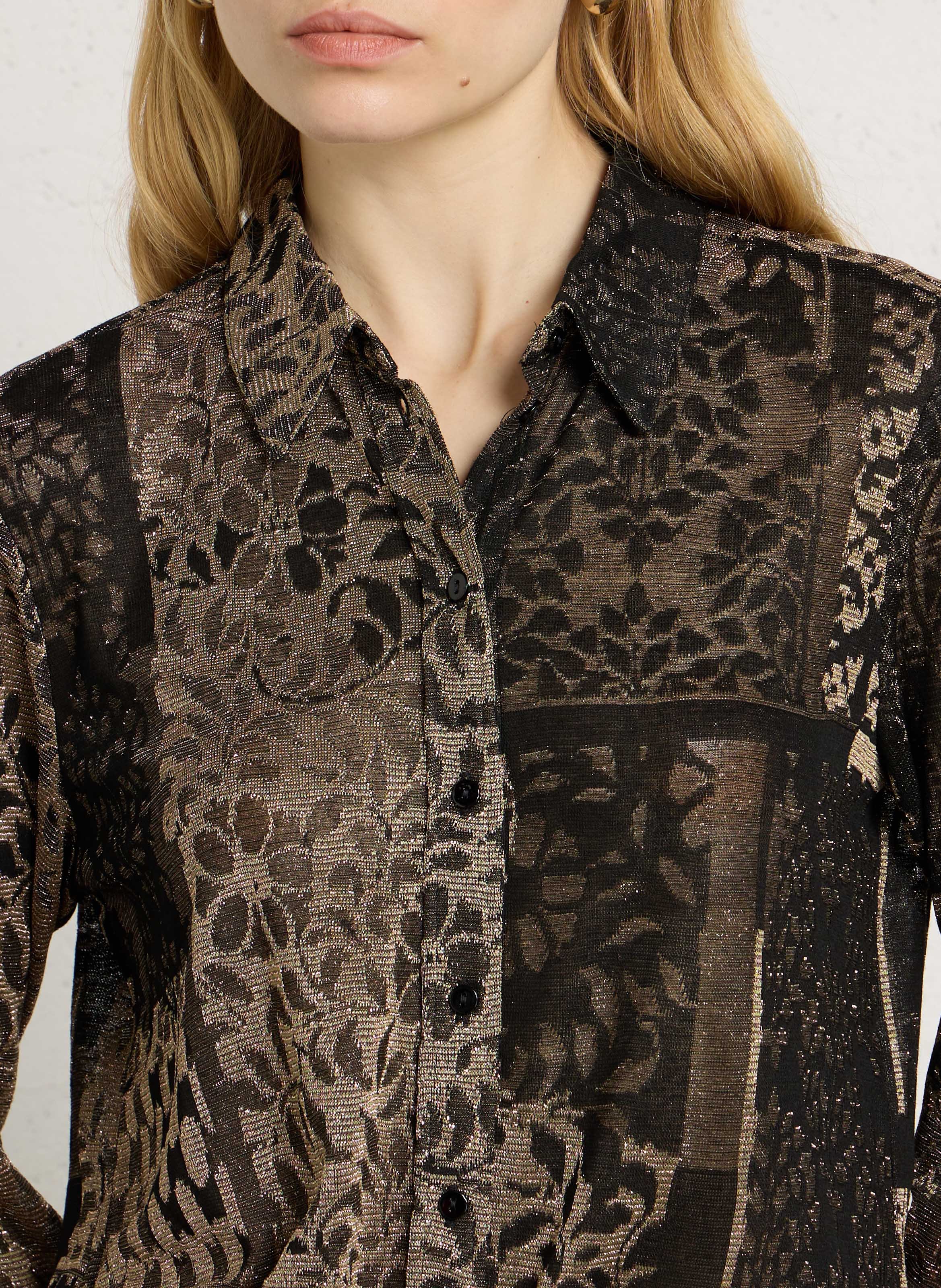 Straight-cut shirt in a silk blend MOMONI Black