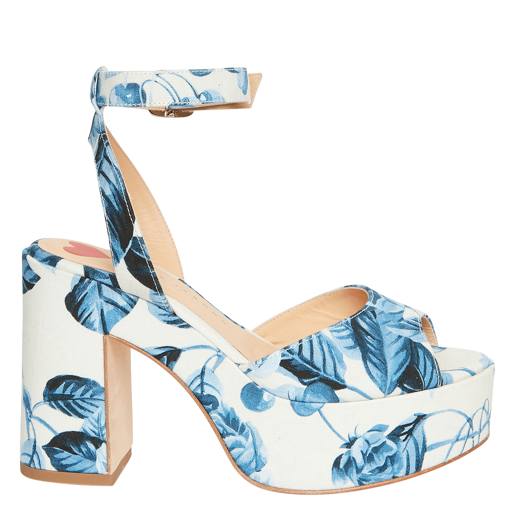 Katoenen sandalen met hak en print BlauwTARA JARMON