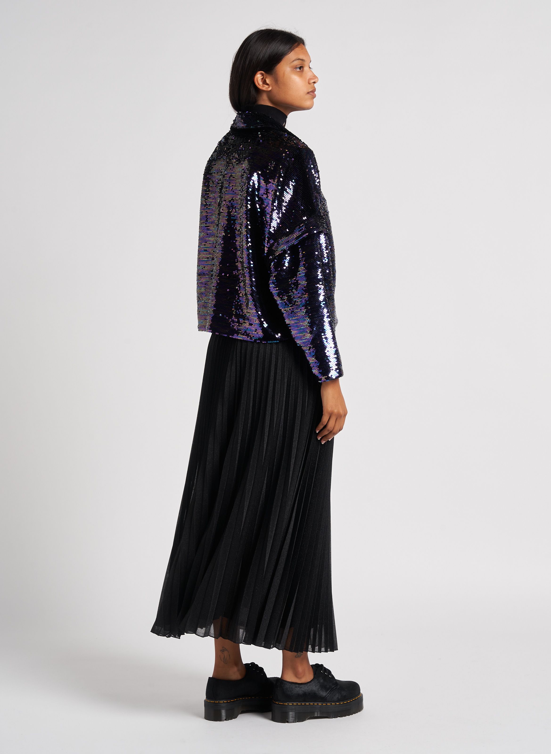 Pleated metallic hotsell thread skirt zara