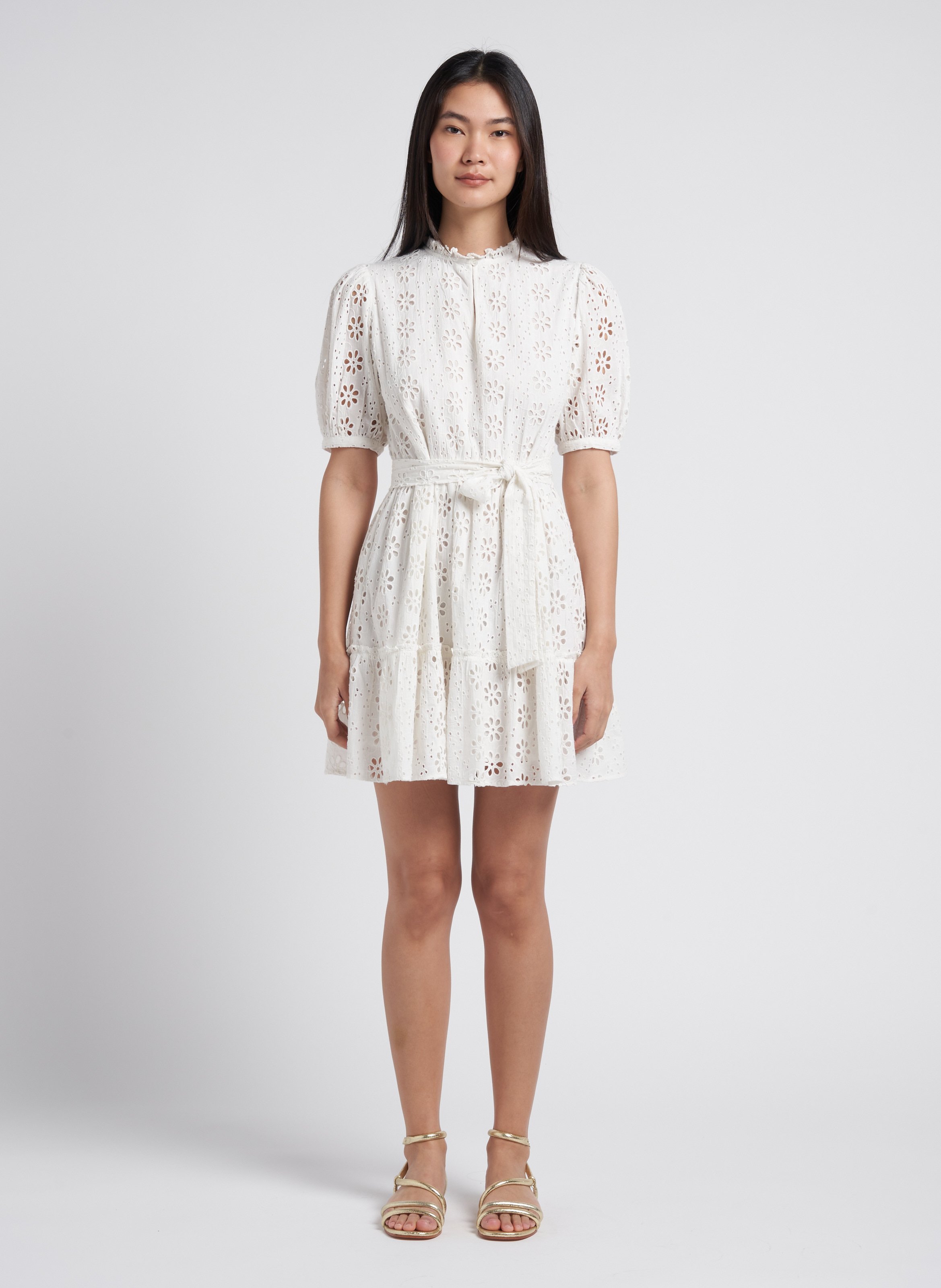 Robe Courte évasée Col Rond En Coton Biologique Ruth Ecru Petite ...