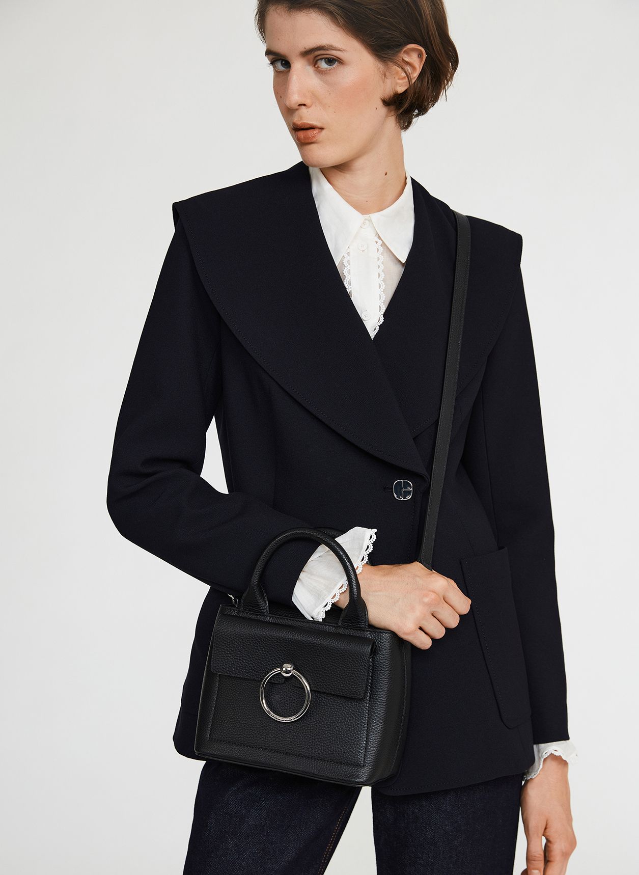 Mini Sac Main En Cuir Lisse Noir Claudie Pierlot Femme Place