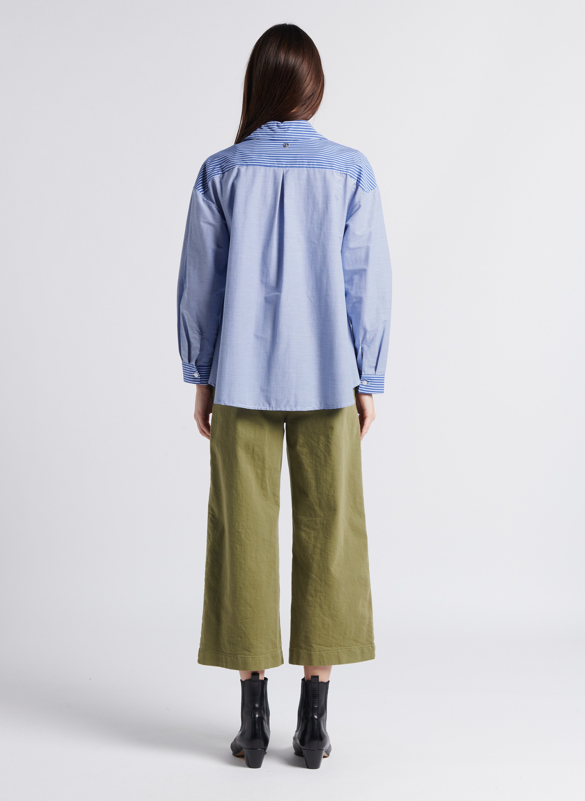 Gestreepte blouse met klassieke kraag | katoenblend PLEASE Blauw