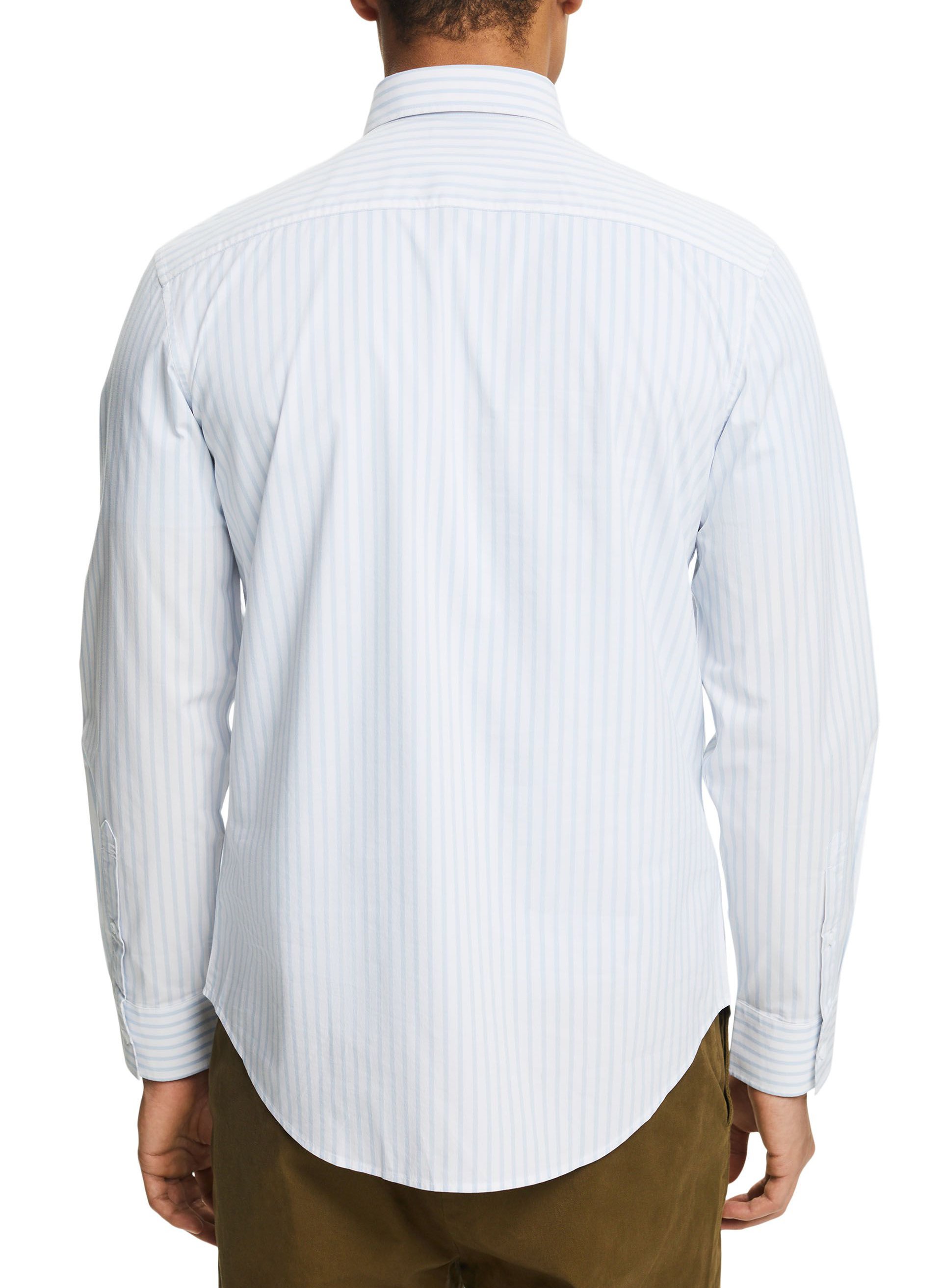 Striped cotton-blend shirt with classic collar ESPRIT Blue