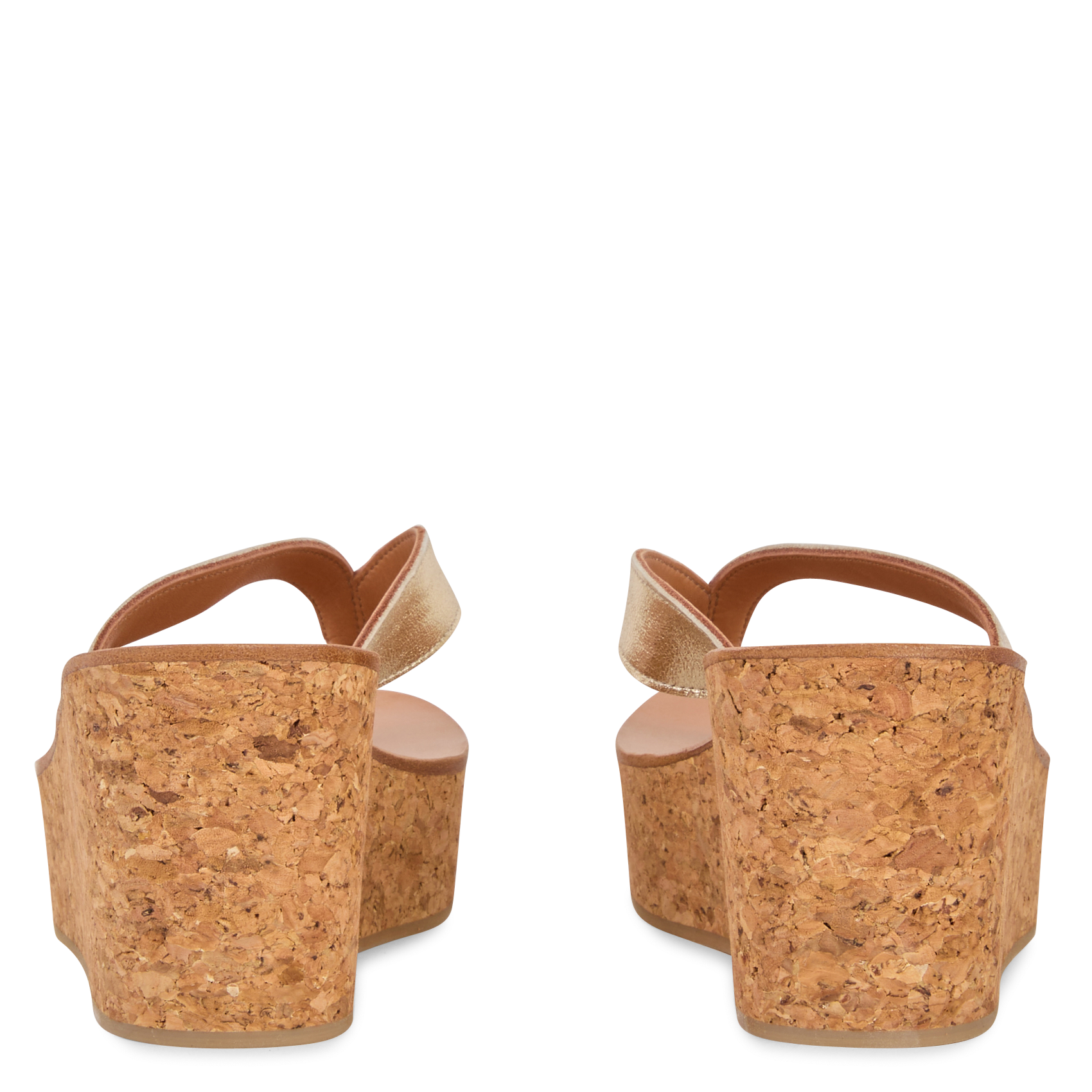 Sandales hautes compensées métallisées en cuir K JACQUES Doré