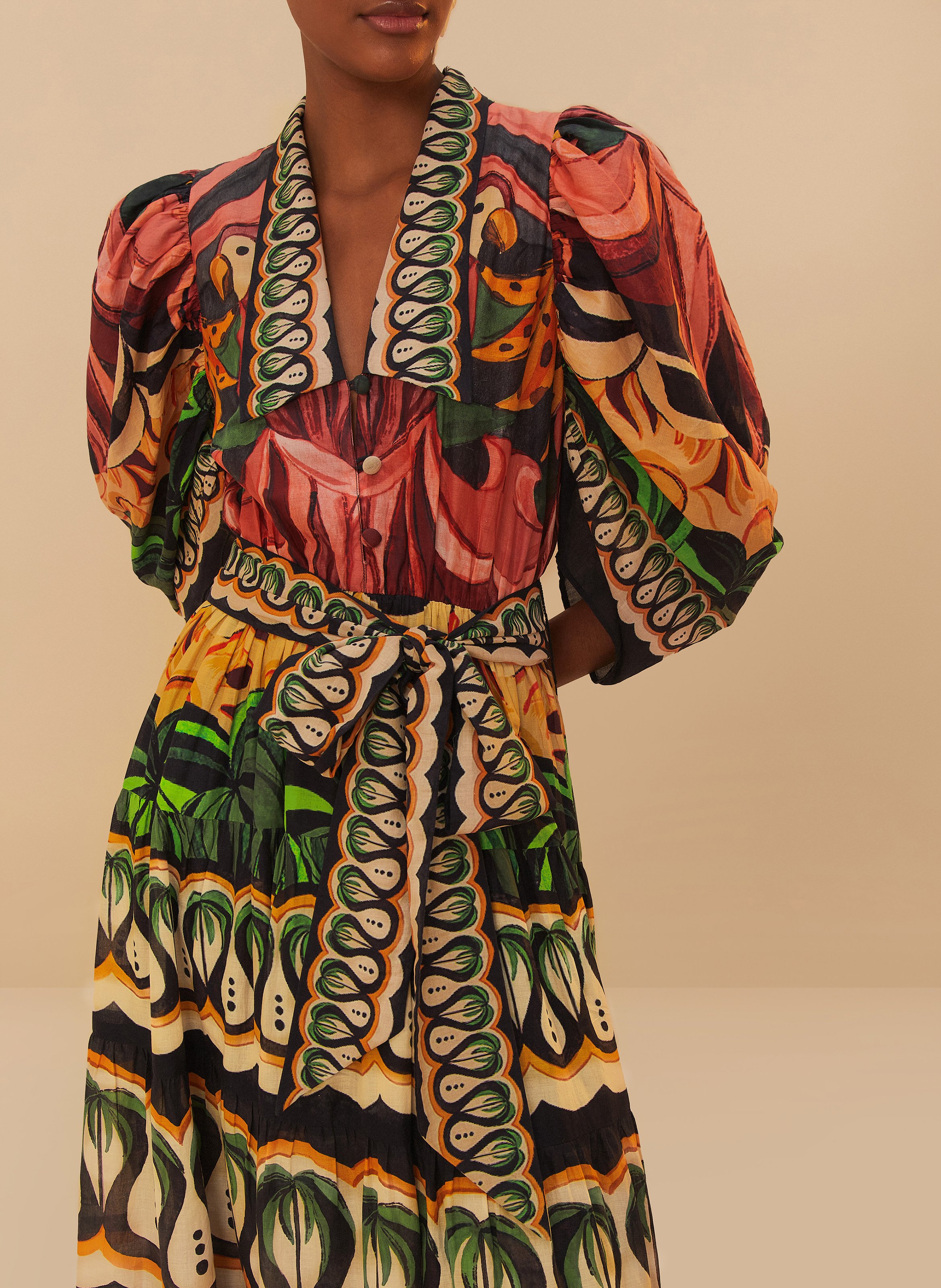 Robe longue en coton imprimé FARM RIO Multicolore