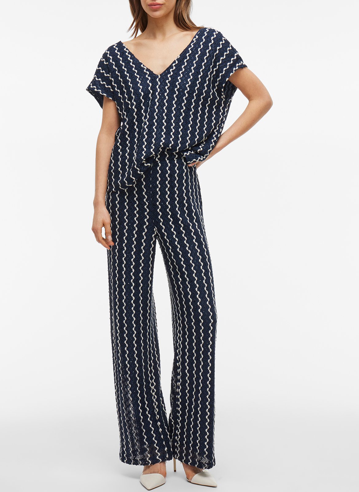 Pantalon droit en maille VILA Bleu