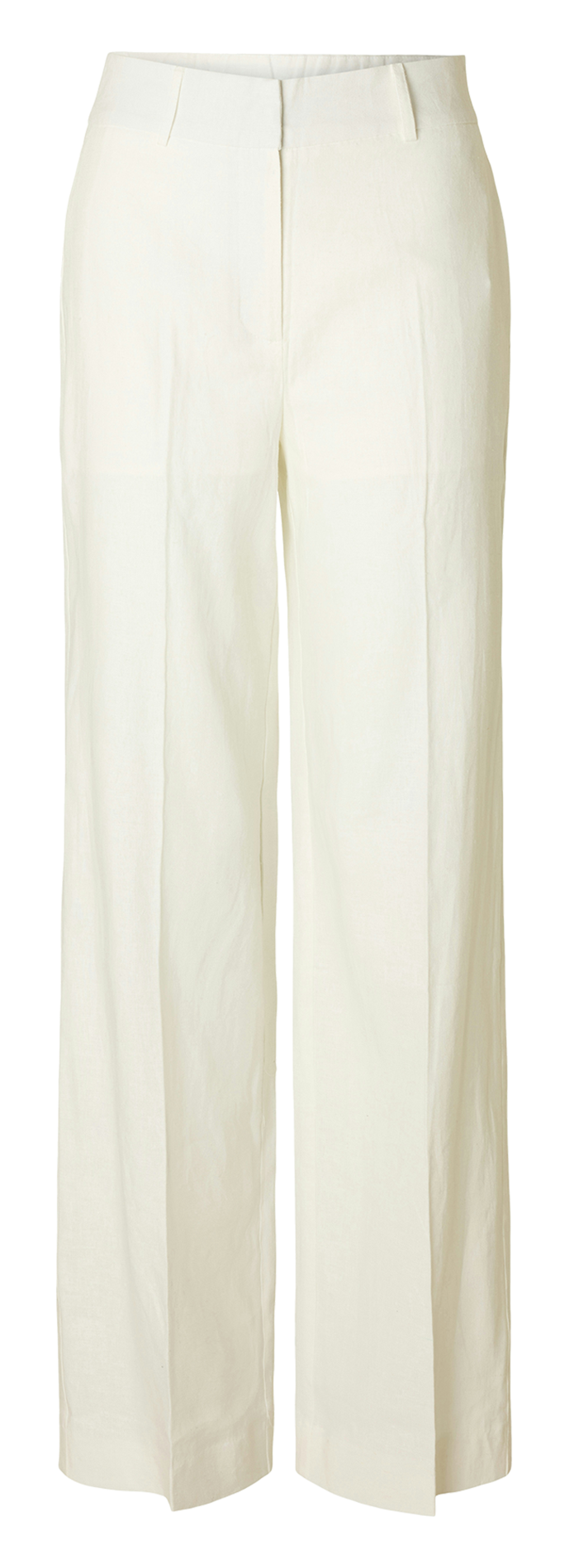 Pantalon large en lin mélangé SELECTED Blanc
