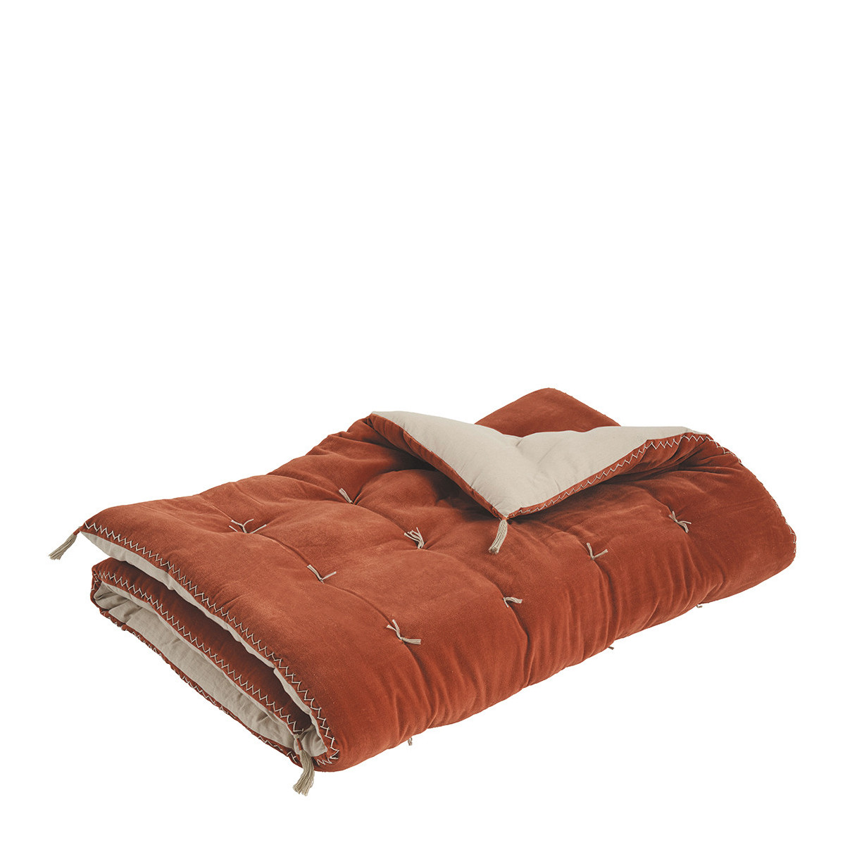 Futon orange brûlé en velours de coton BLANC D'IVOIRE Orange