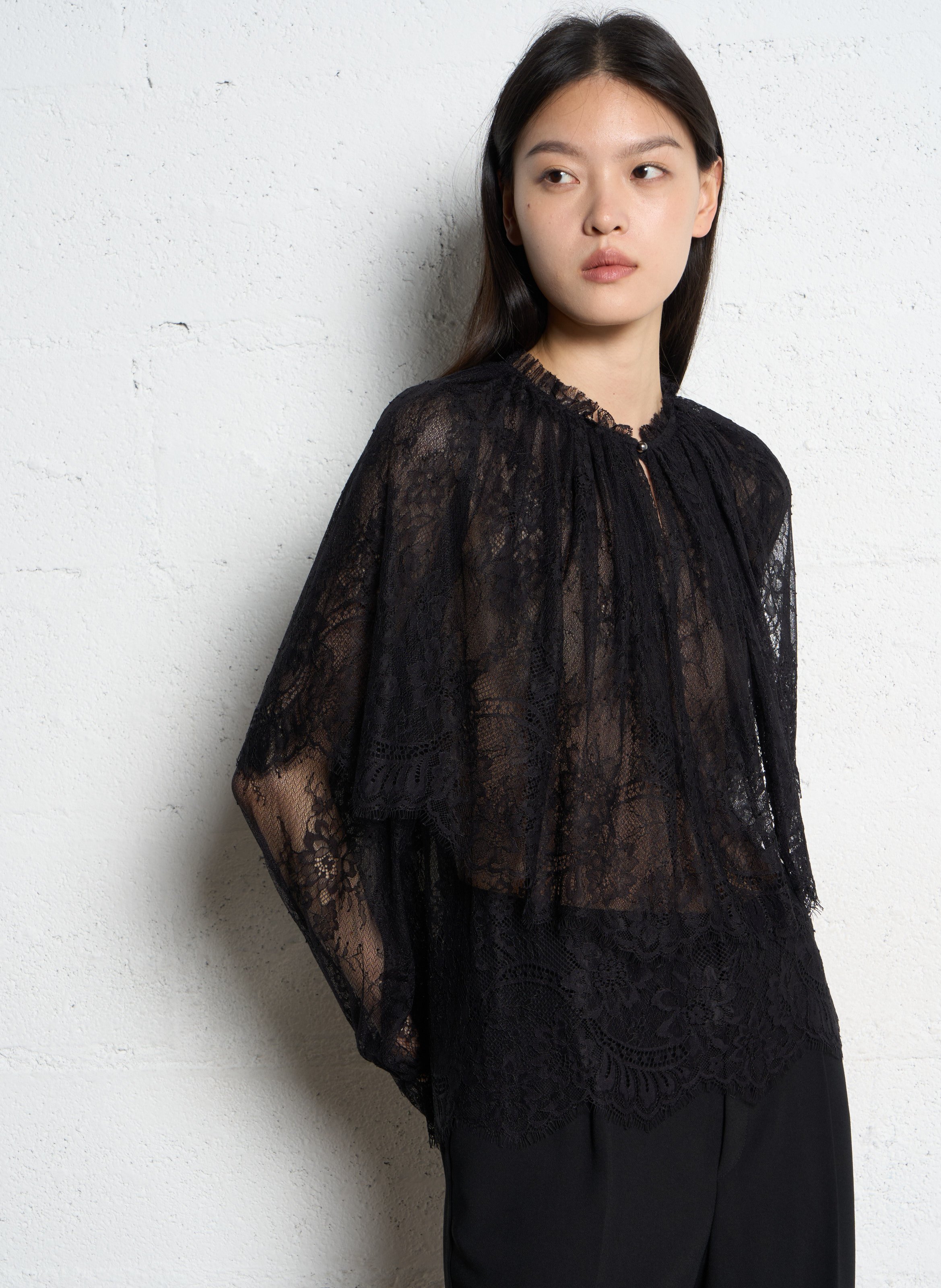 Straight-cut lace top IKKS Black