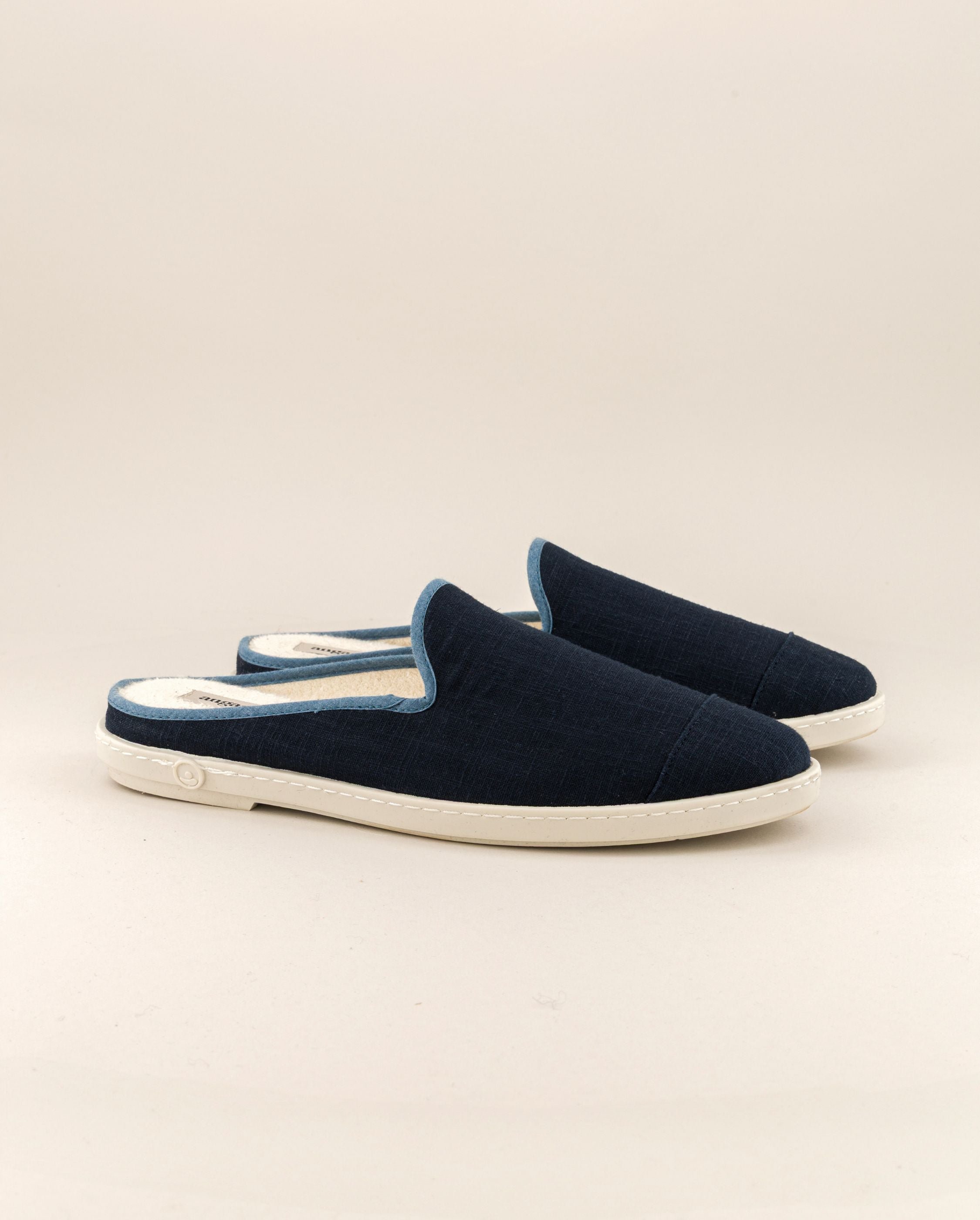 Men's linen mules, navy blue. ANGARDE Blue