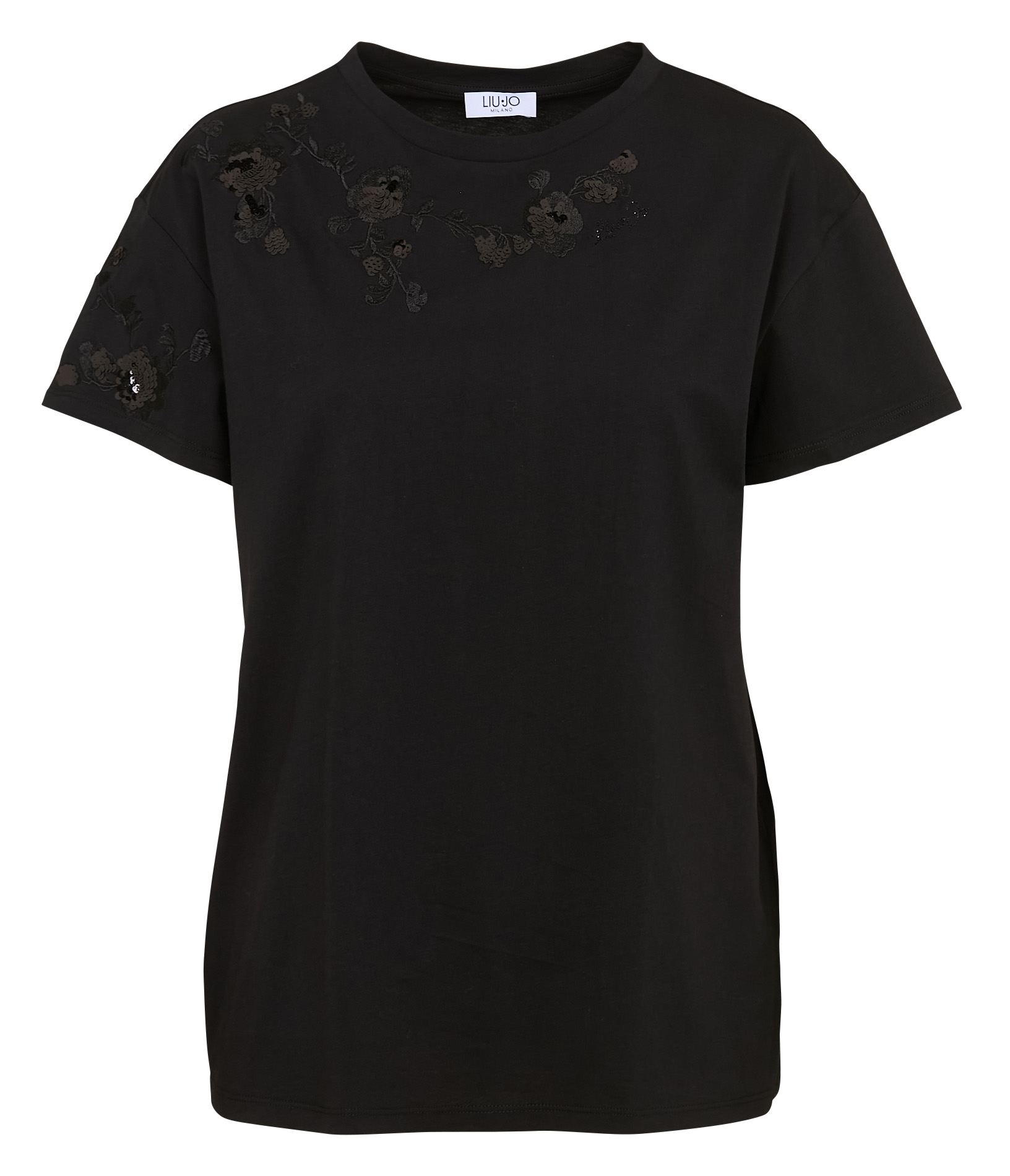 Short-sleeved T-shirt with sequin embroidery LIU JO Black