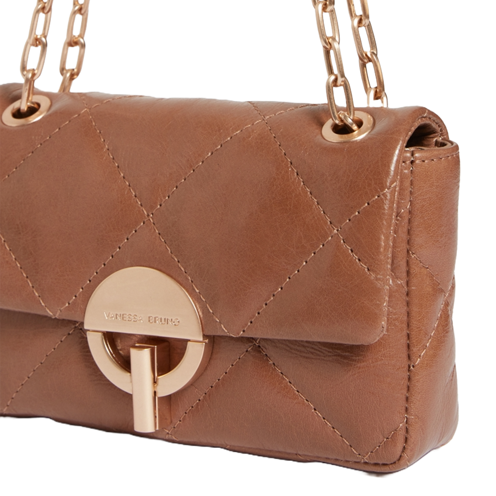 Sac à rabat matelassé en cuir VANESSA BRUNO Marron