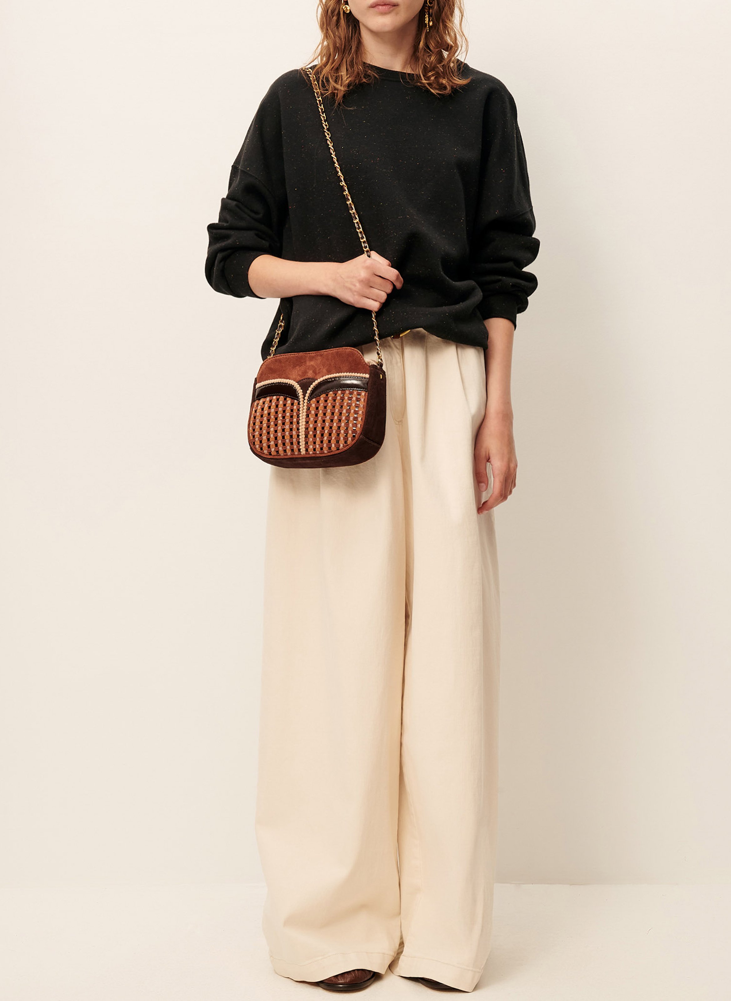 Round-neck cotton-blend sweatshirt SESSUN Black