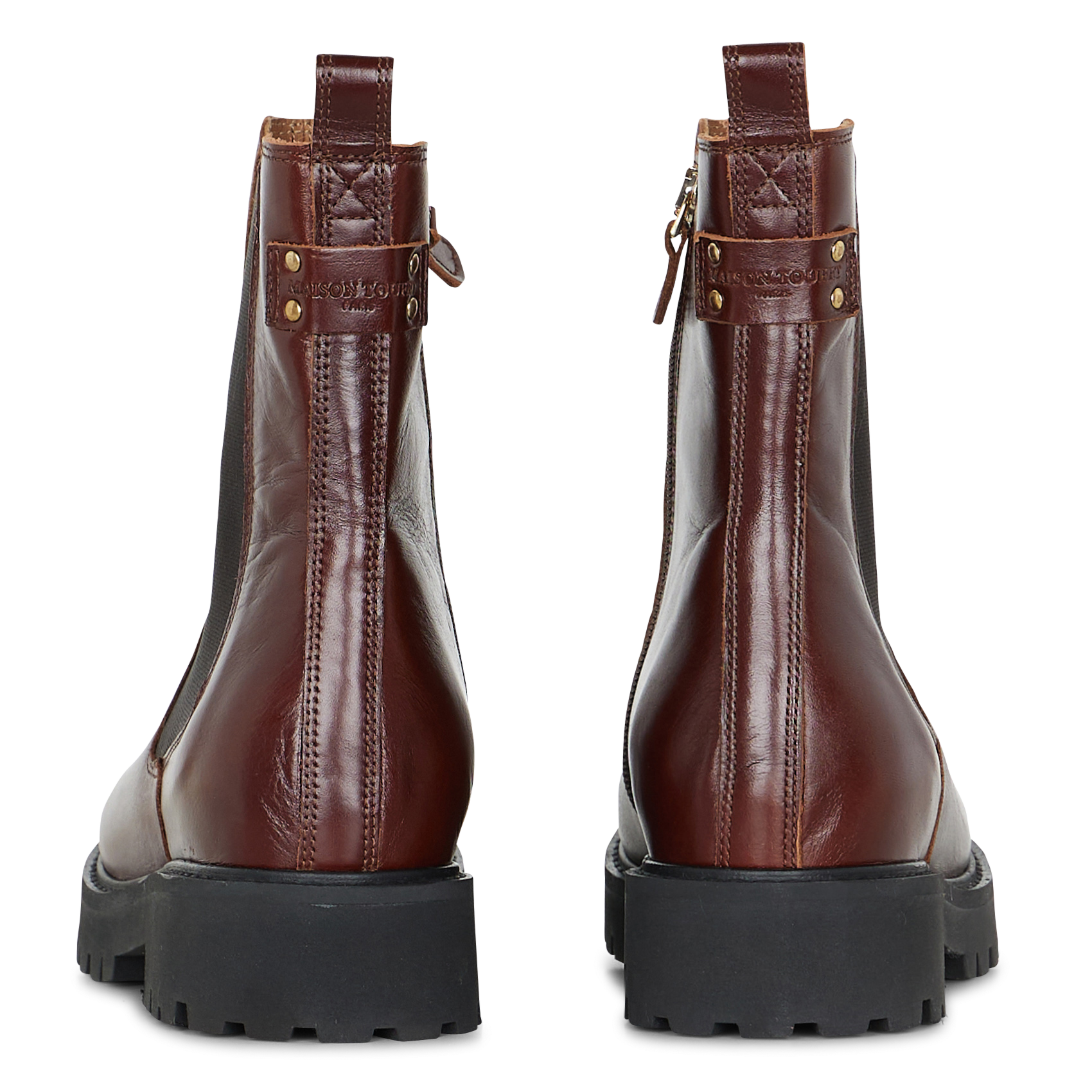 Effen leren enkellaarzen met textuur MAISON TOUFET Bruin