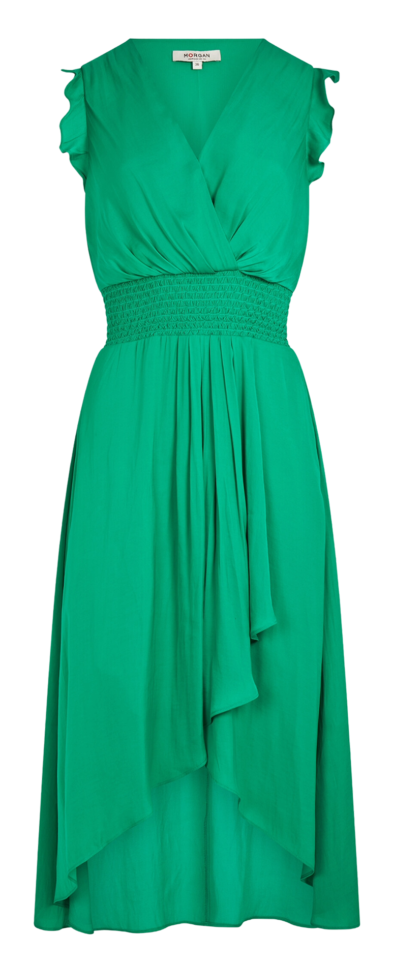 Robe midi fluide cache-coeur MORGAN Vert