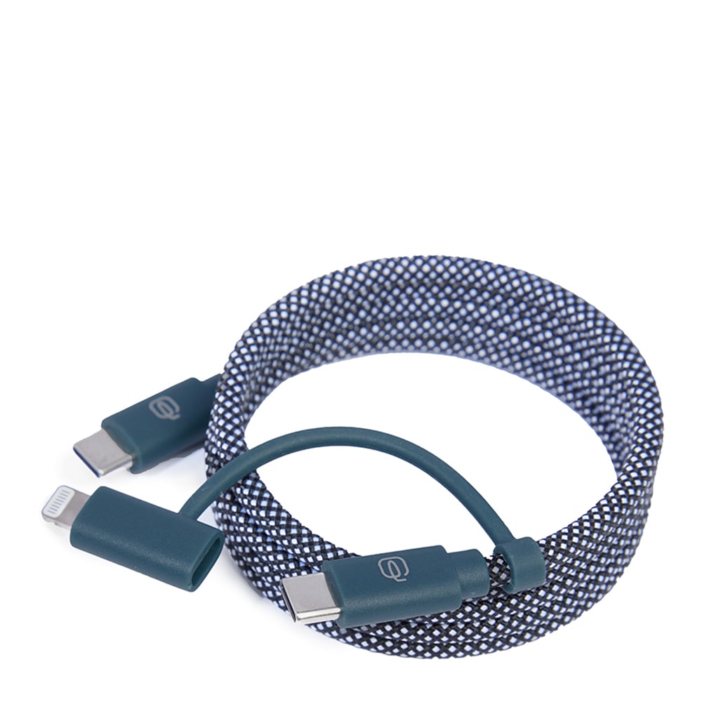 Magnetic charging cable with USB Type-C and Lightning connectors for 4k videos PIQUADRO Grey