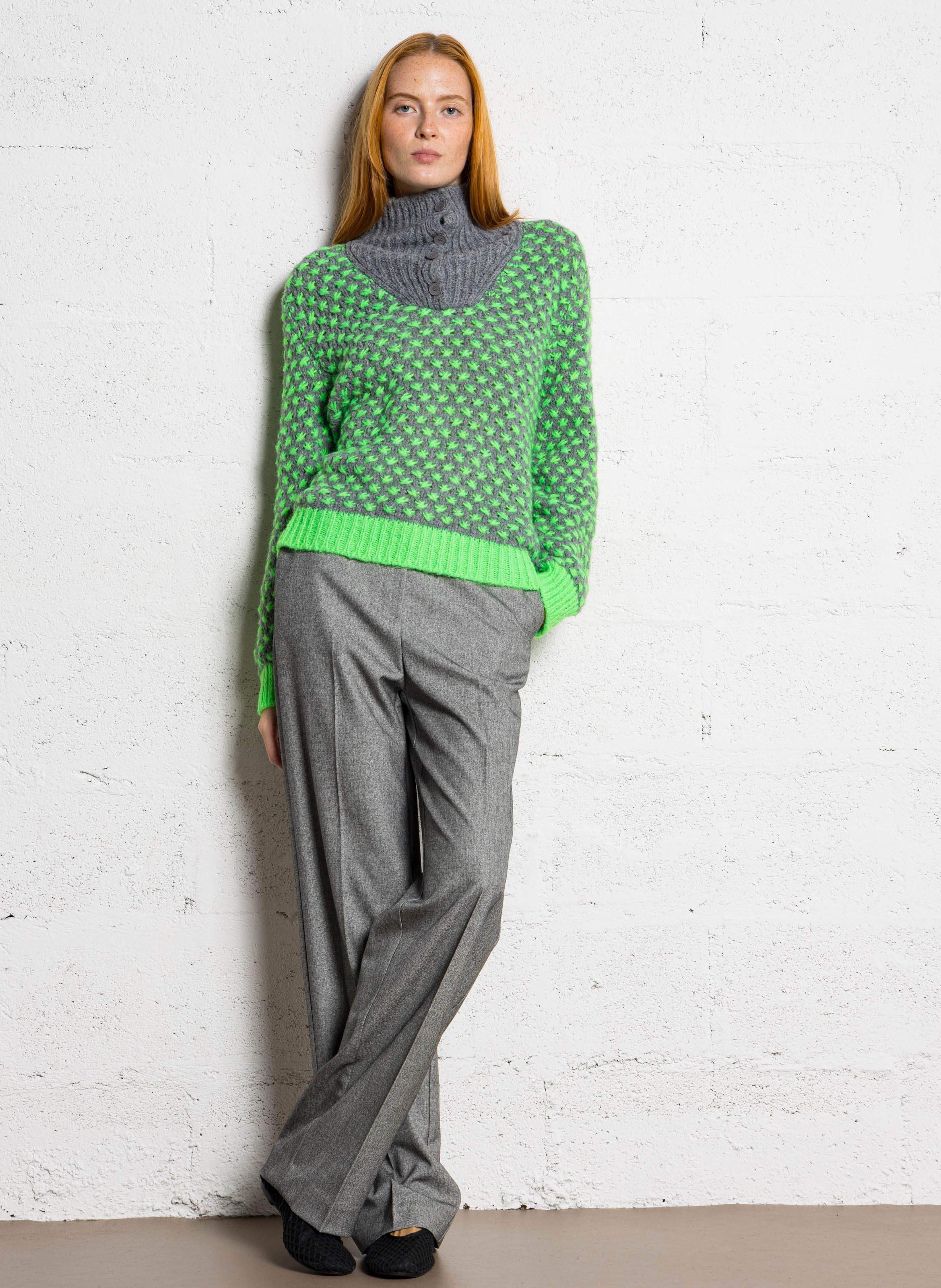 Oversize-Pullover mit Stehkragen DR BLOOM Silber