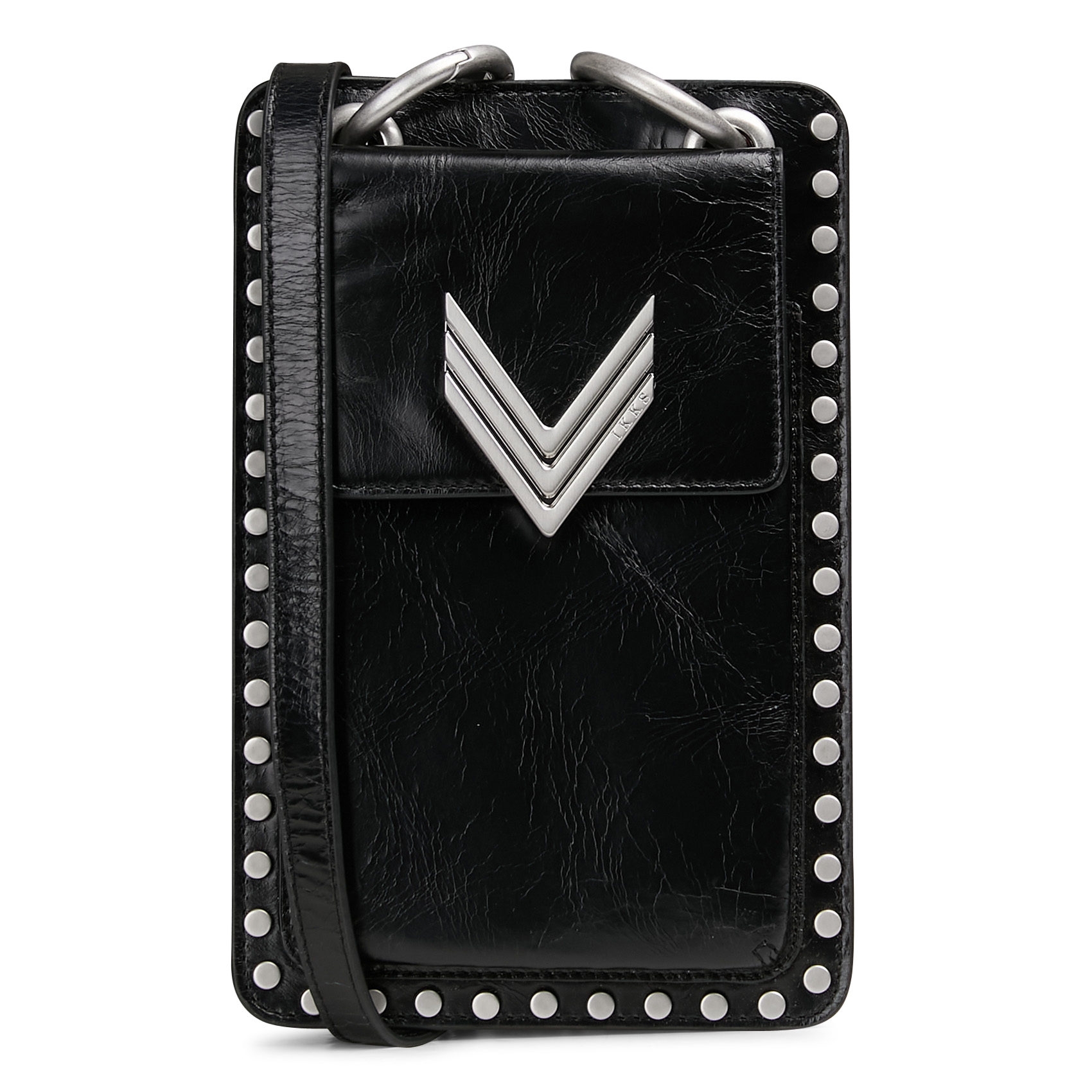 Leather crossbody phone bag IKKS Black