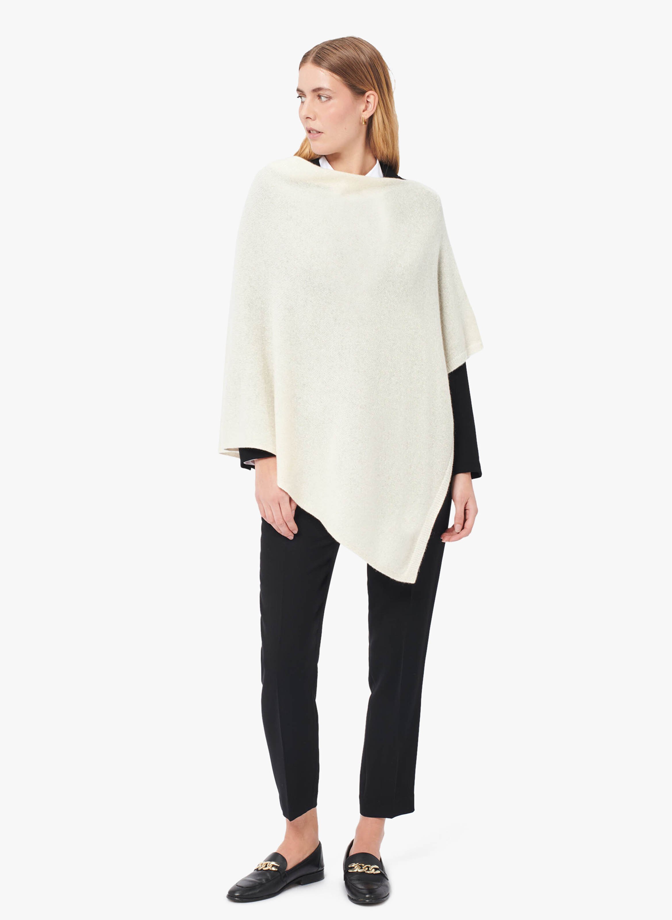 Poncho asymétrique en cachemire mélangé CAROLL Beige