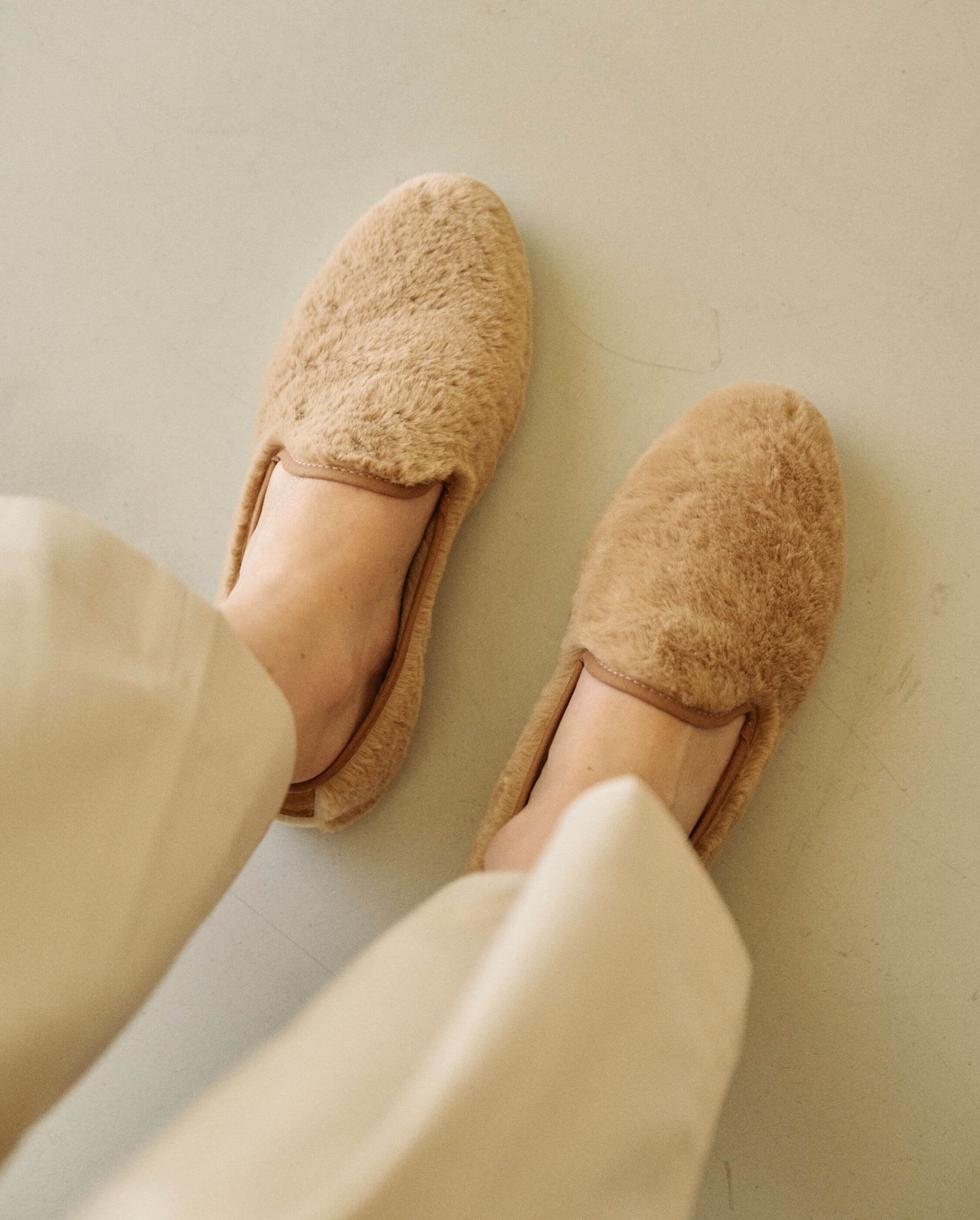 Women's vegan fur slipper, beige ANGARDE Brown