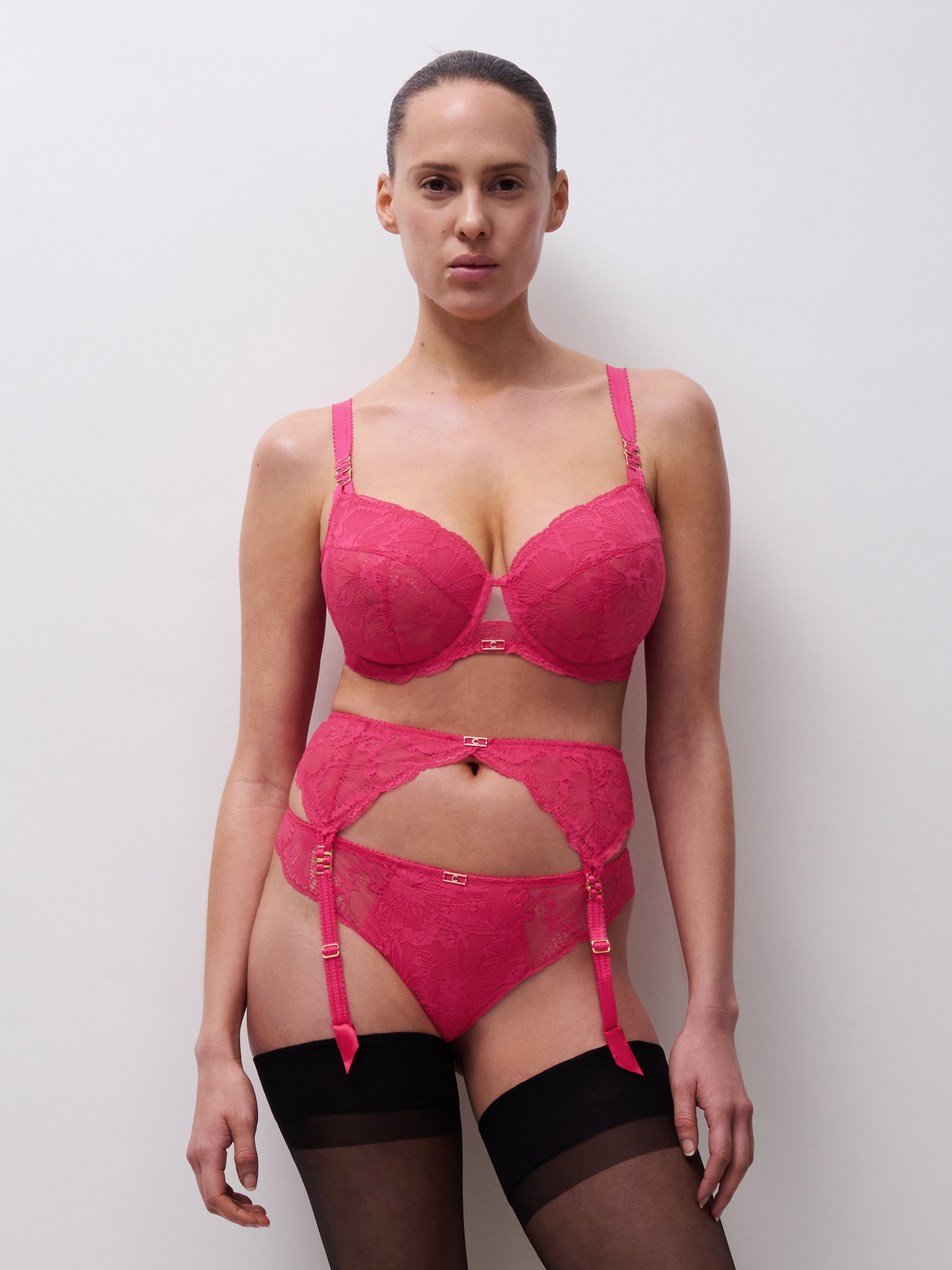 Lace garter belt CHANTELLE Pink