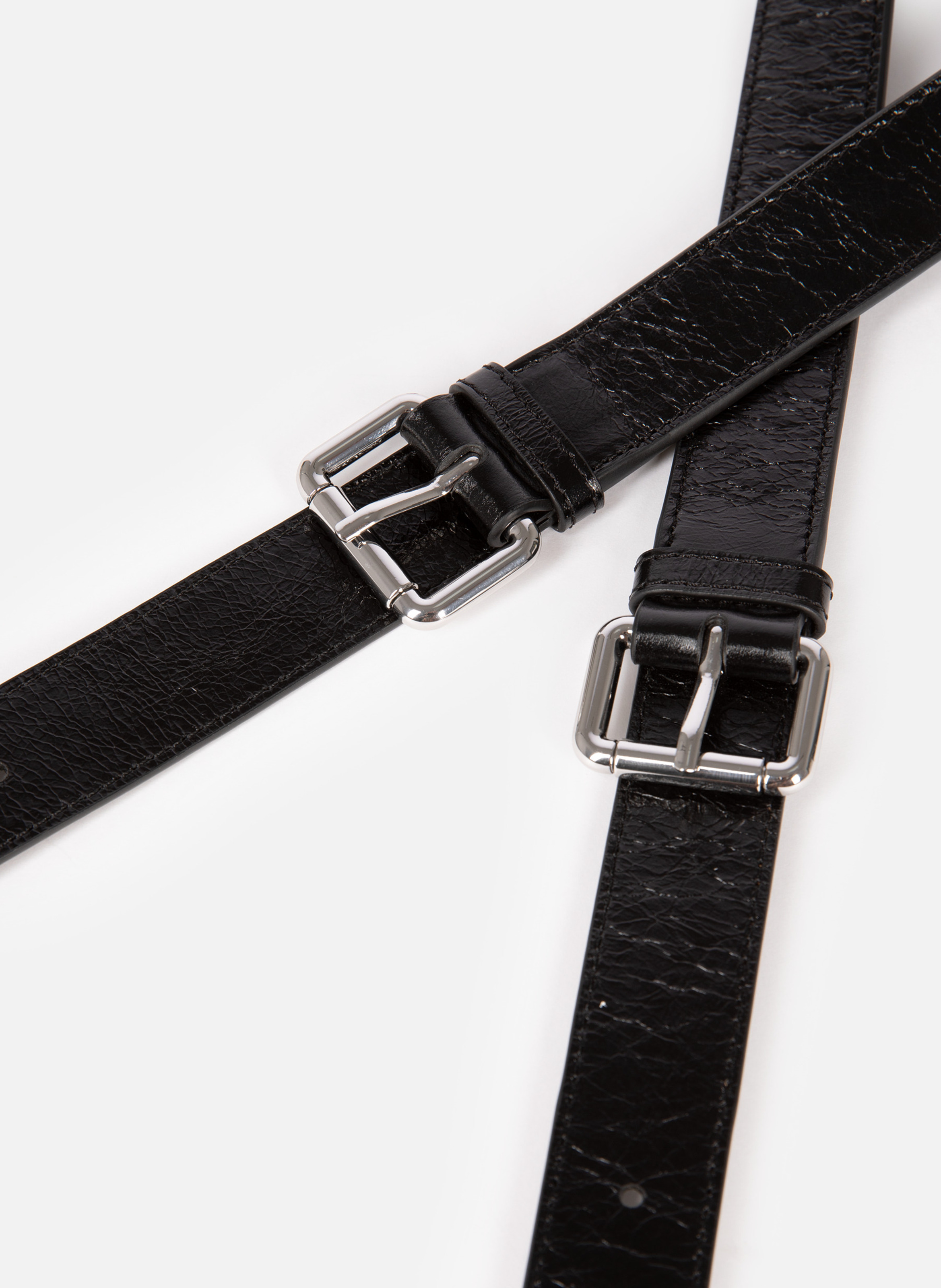 Amelia cracked leather shoulder bag strap THE KOOPLES Black