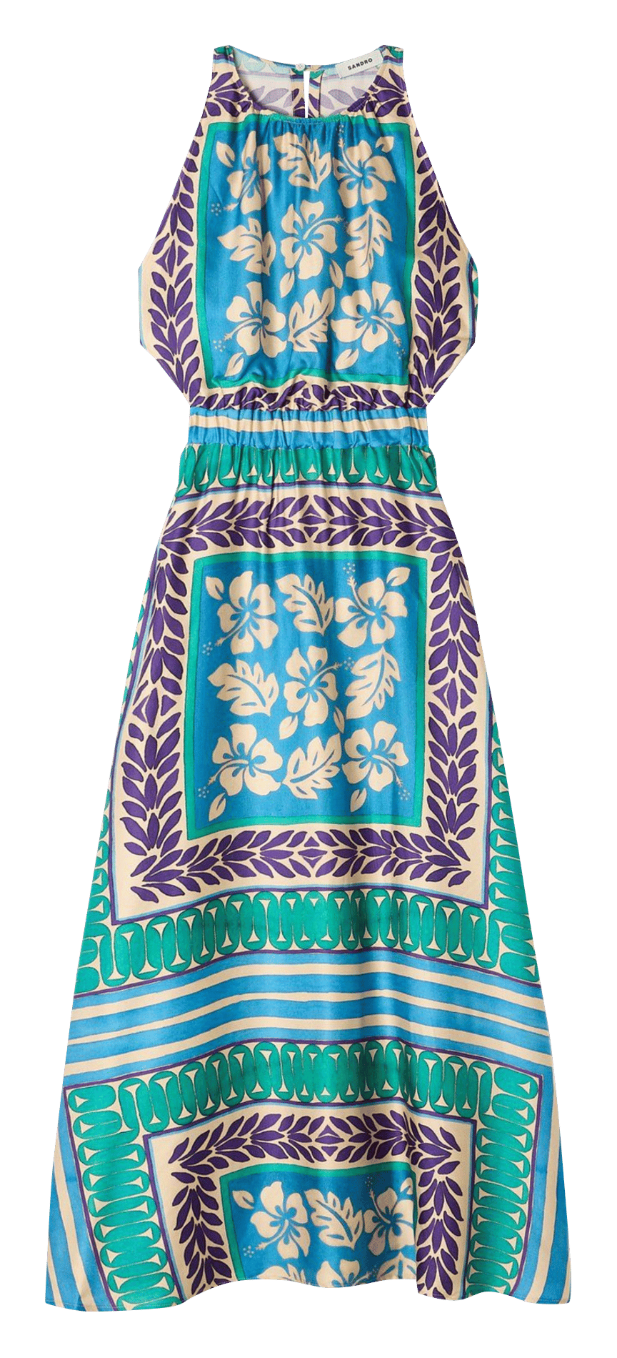 Robe midi imprimée col rond SANDRO Vert