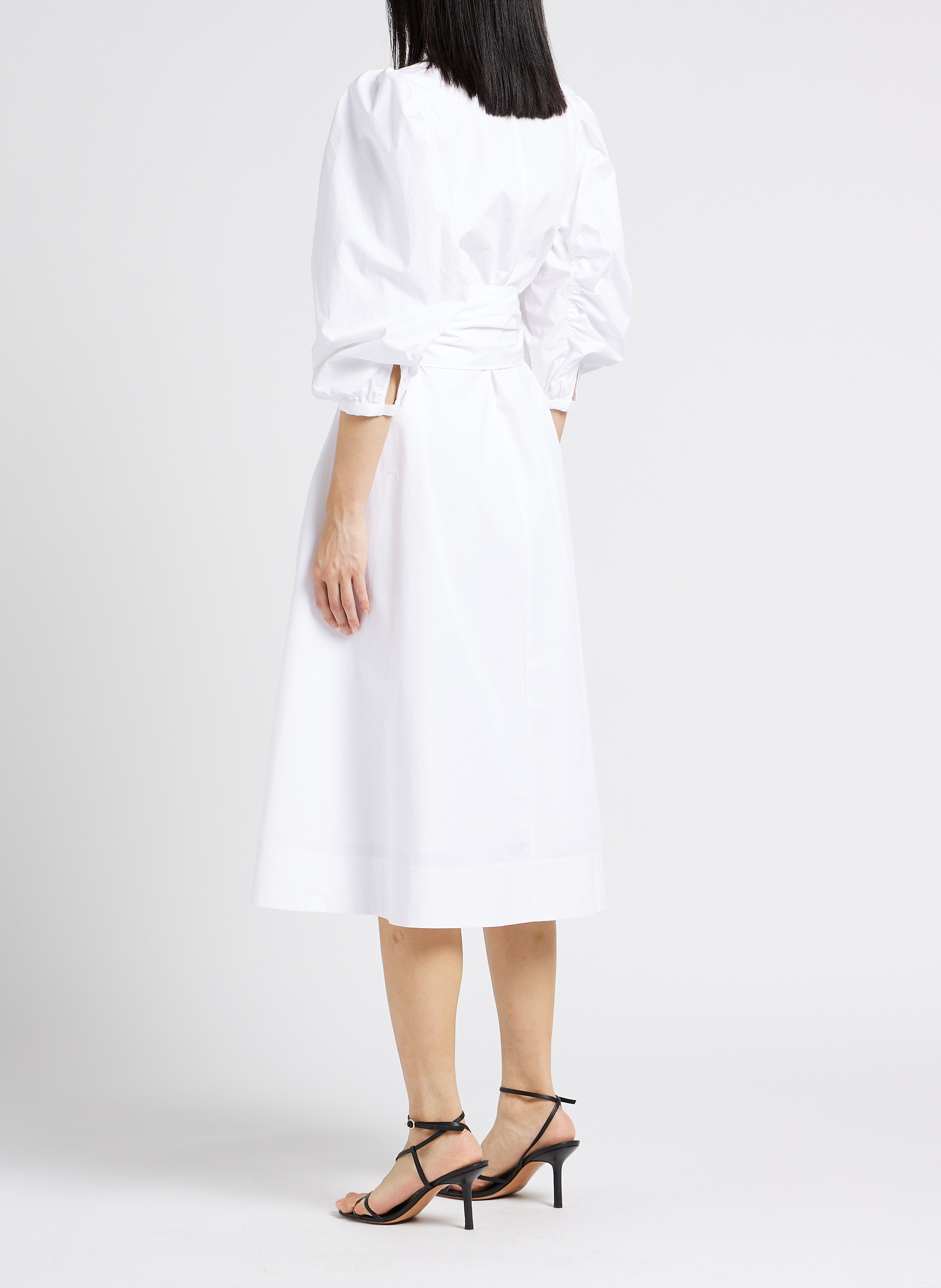 Lange jurk van 100% biokatoen met afneembare kraag KARL LAGERFELD Wit