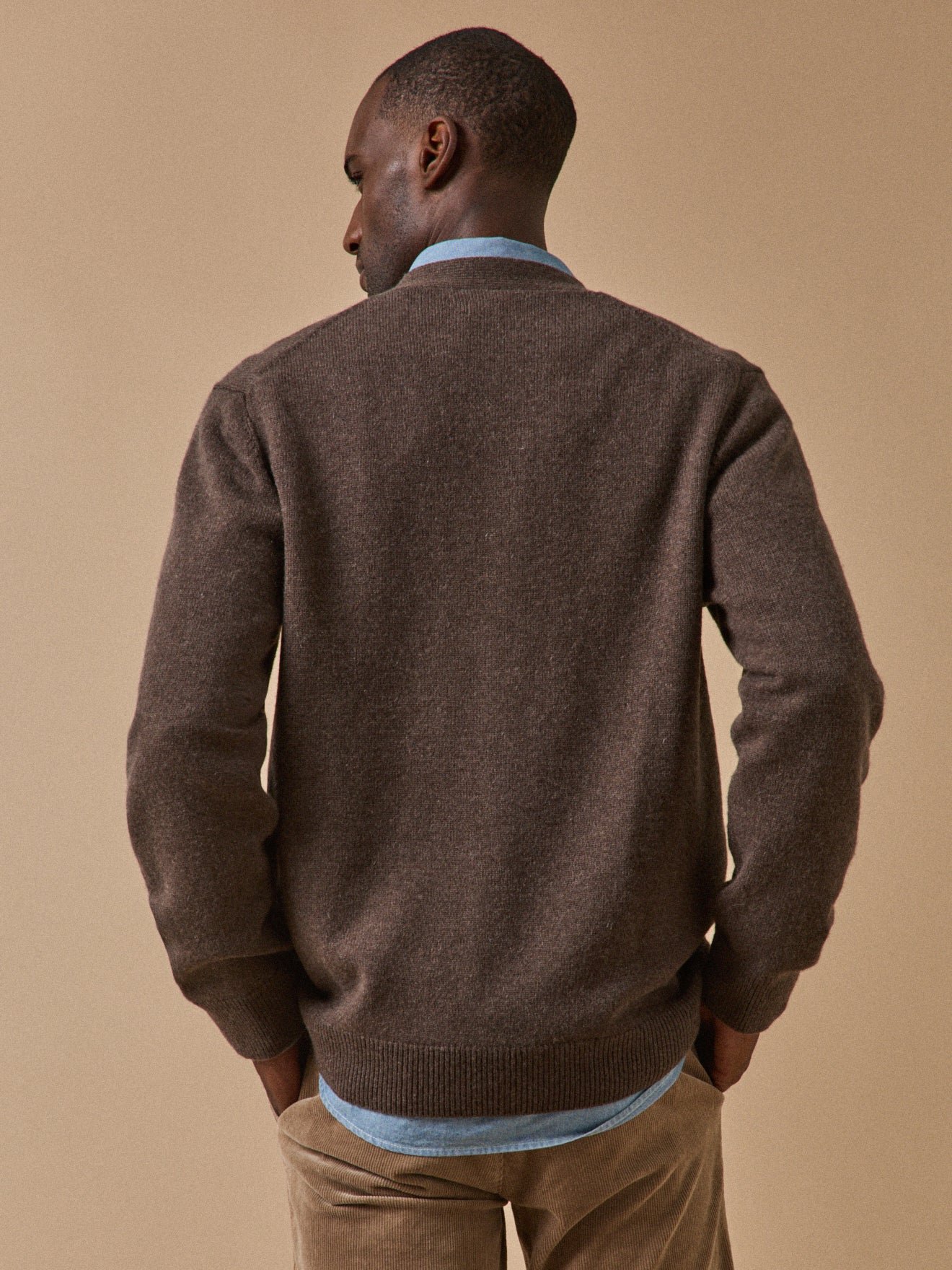 Gilet col v  laine et cachemire CYRILLUS Marron