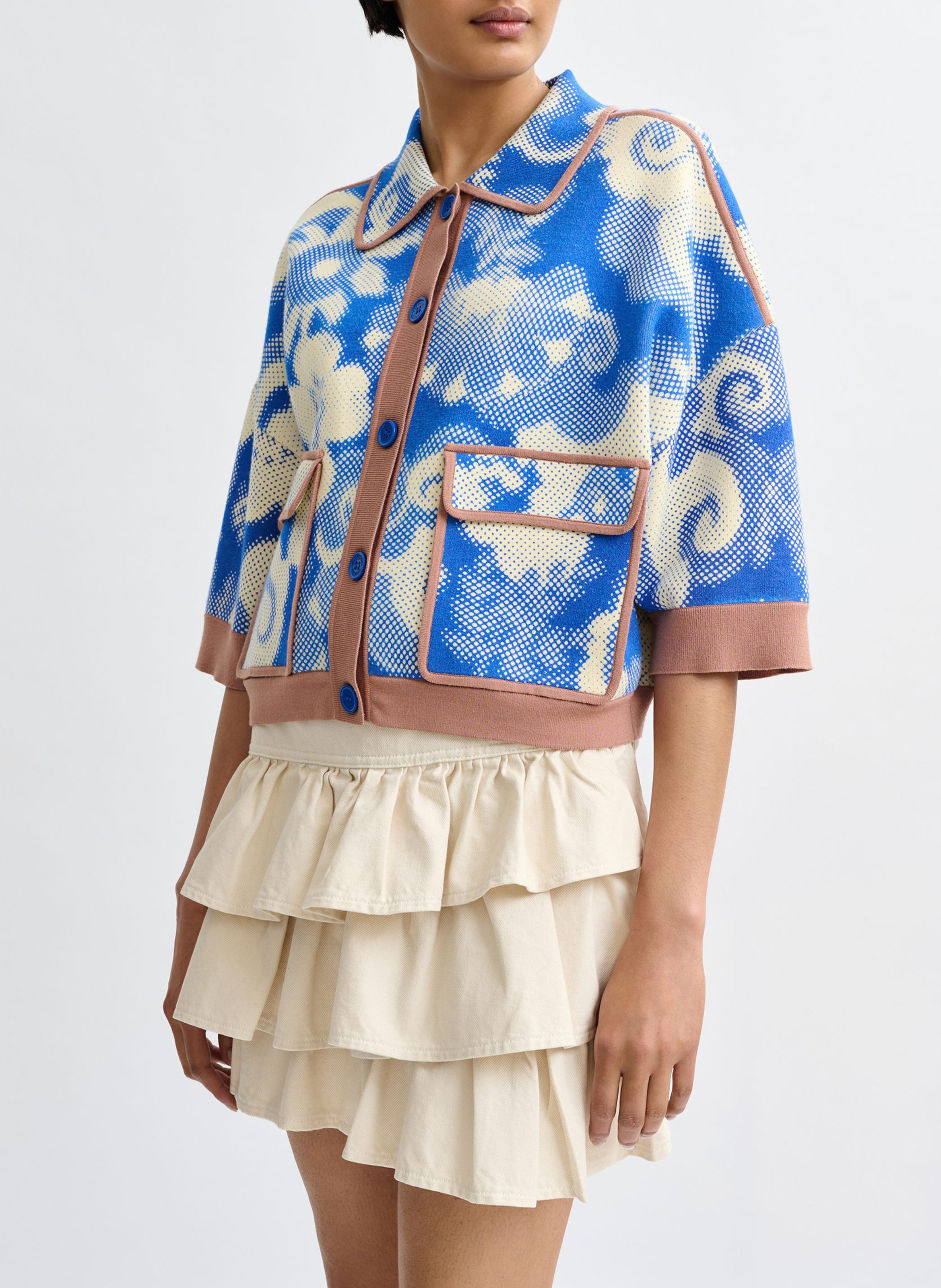 Floral oversized cardigan with 3/4 sleeves ESSENTIEL ANTWERP