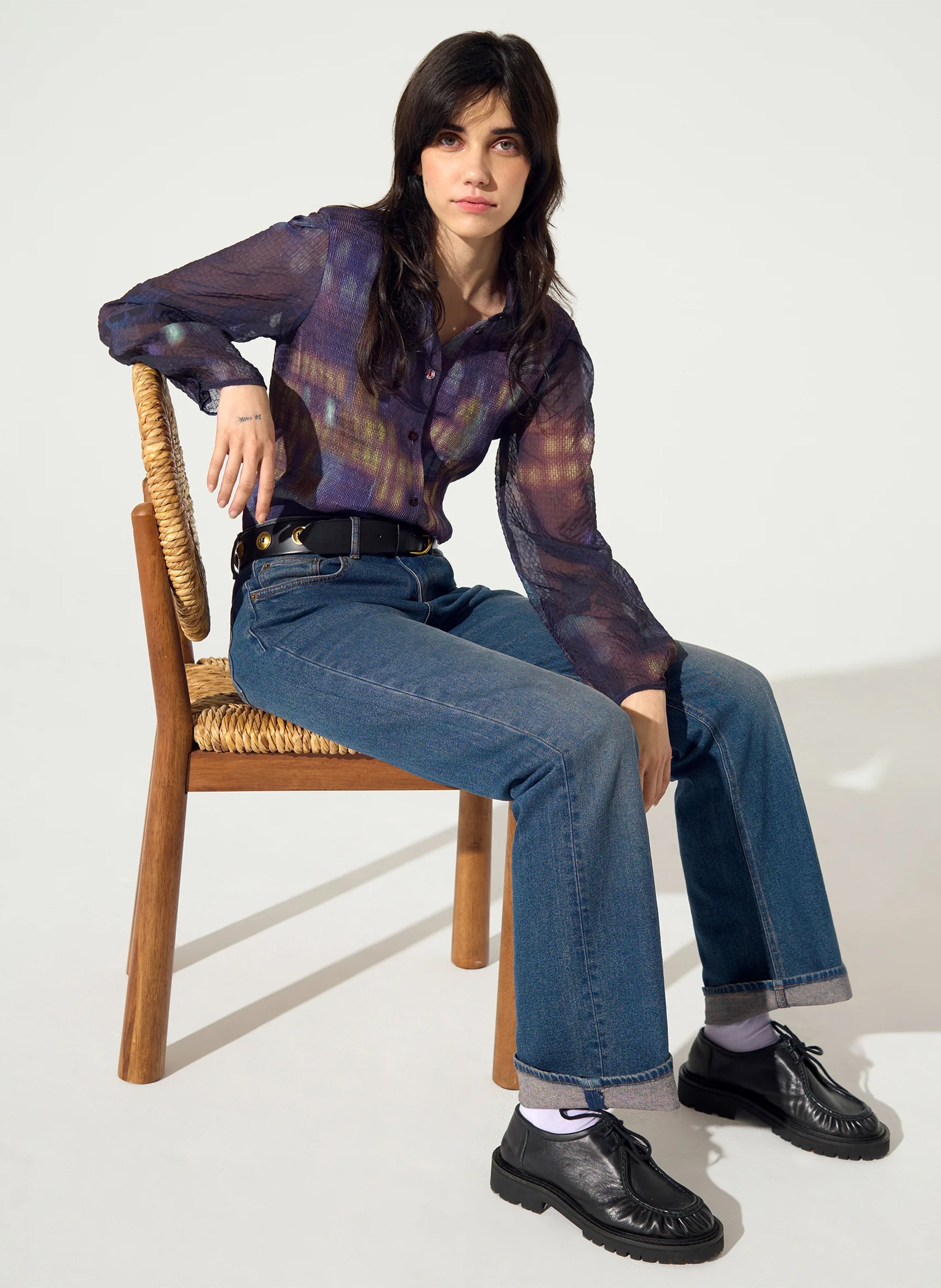 Chemise droite col classique imprimé COTELAC Violet