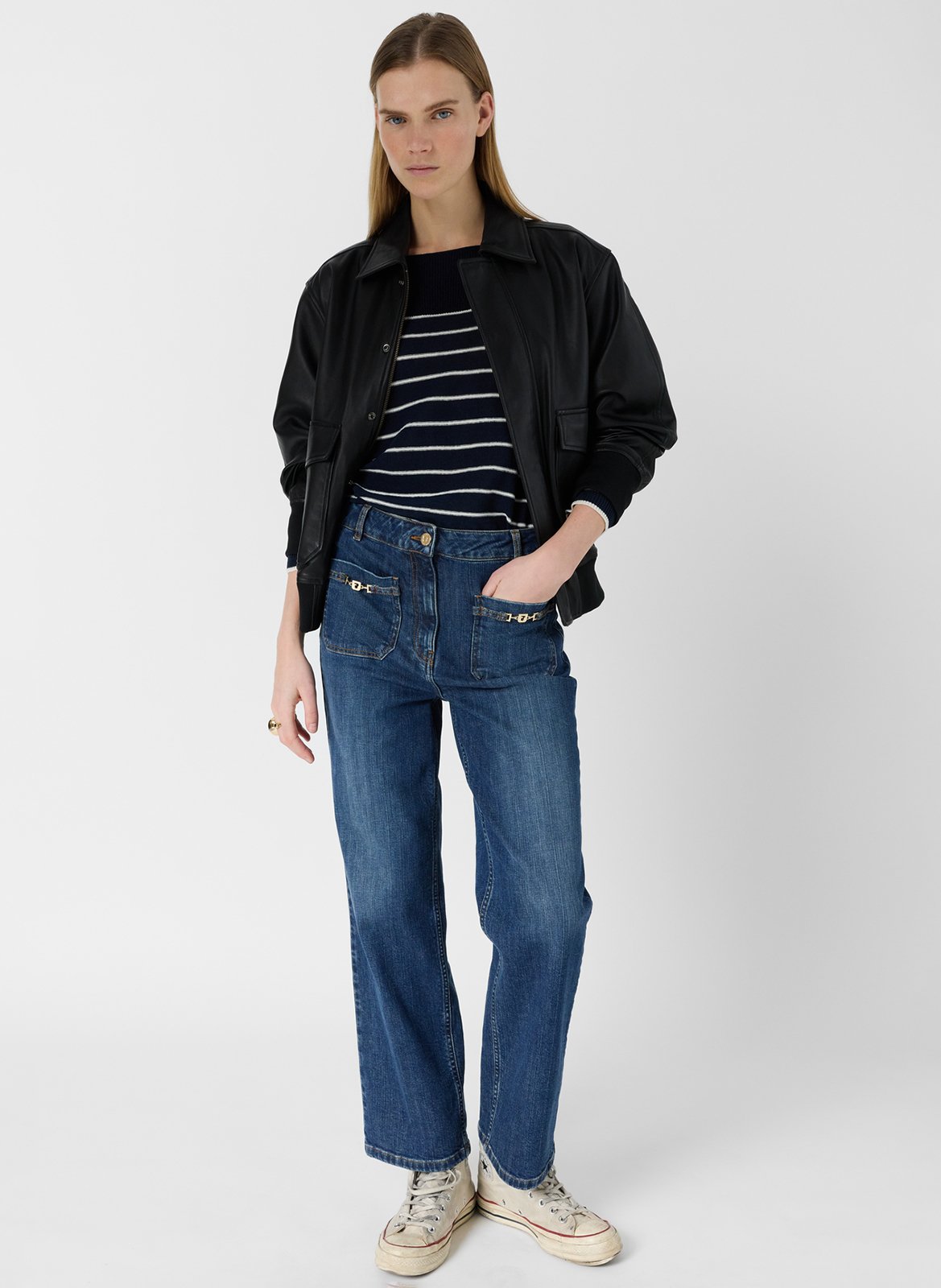 Hoch sitzende gerade geschnittene Raw-Denim-Jeans GERARD DAREL Blau