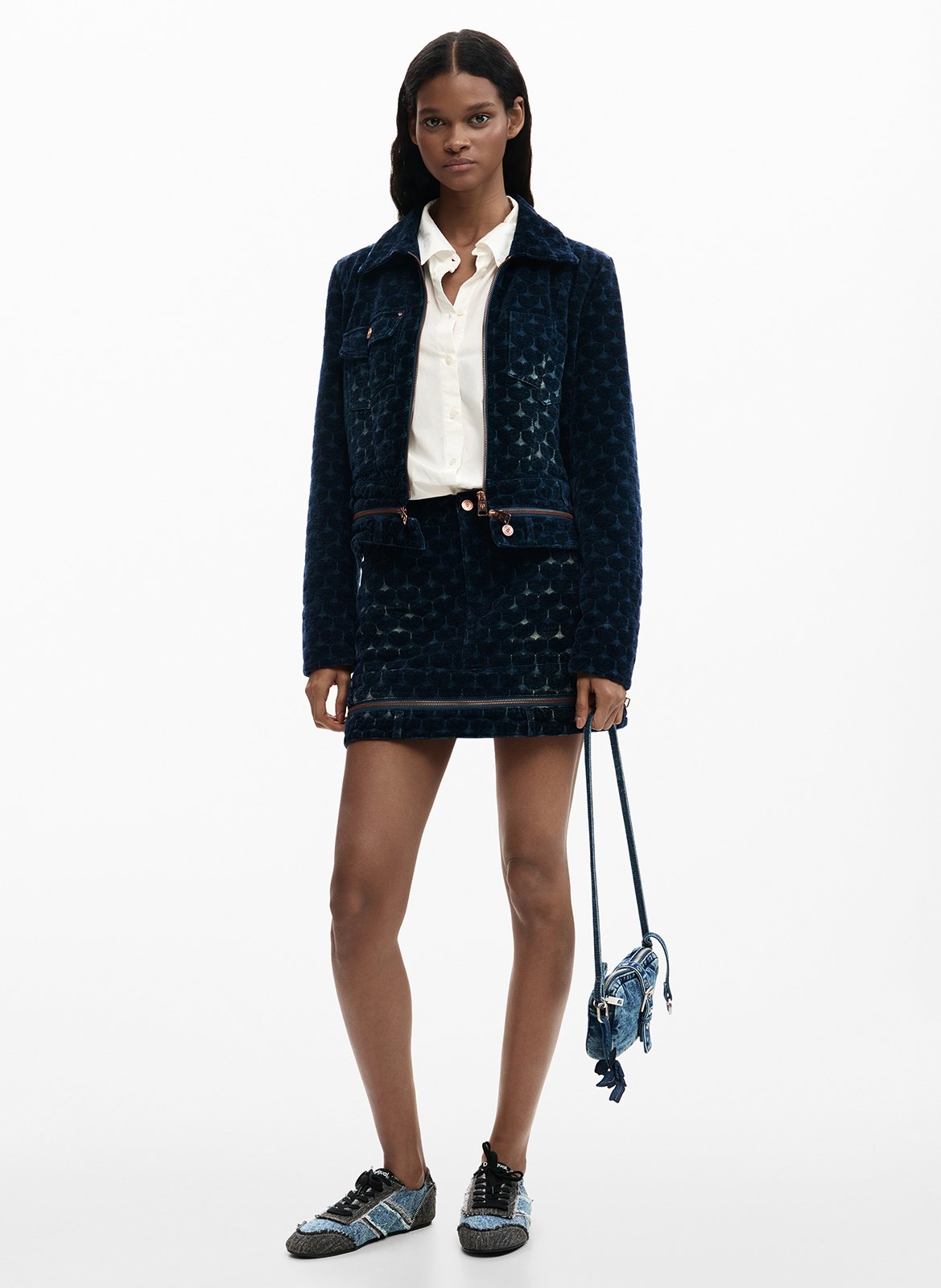 Rechte jasje met klassieke kraag en print DESIGUAL Blauw