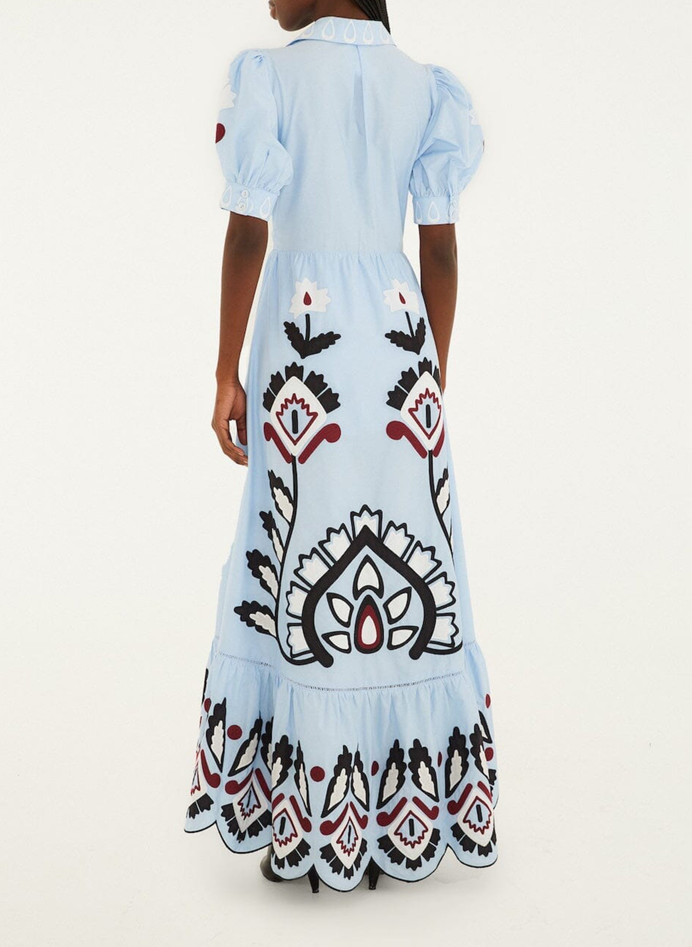 Robe longue ample brodée  FARM RIO Bleu