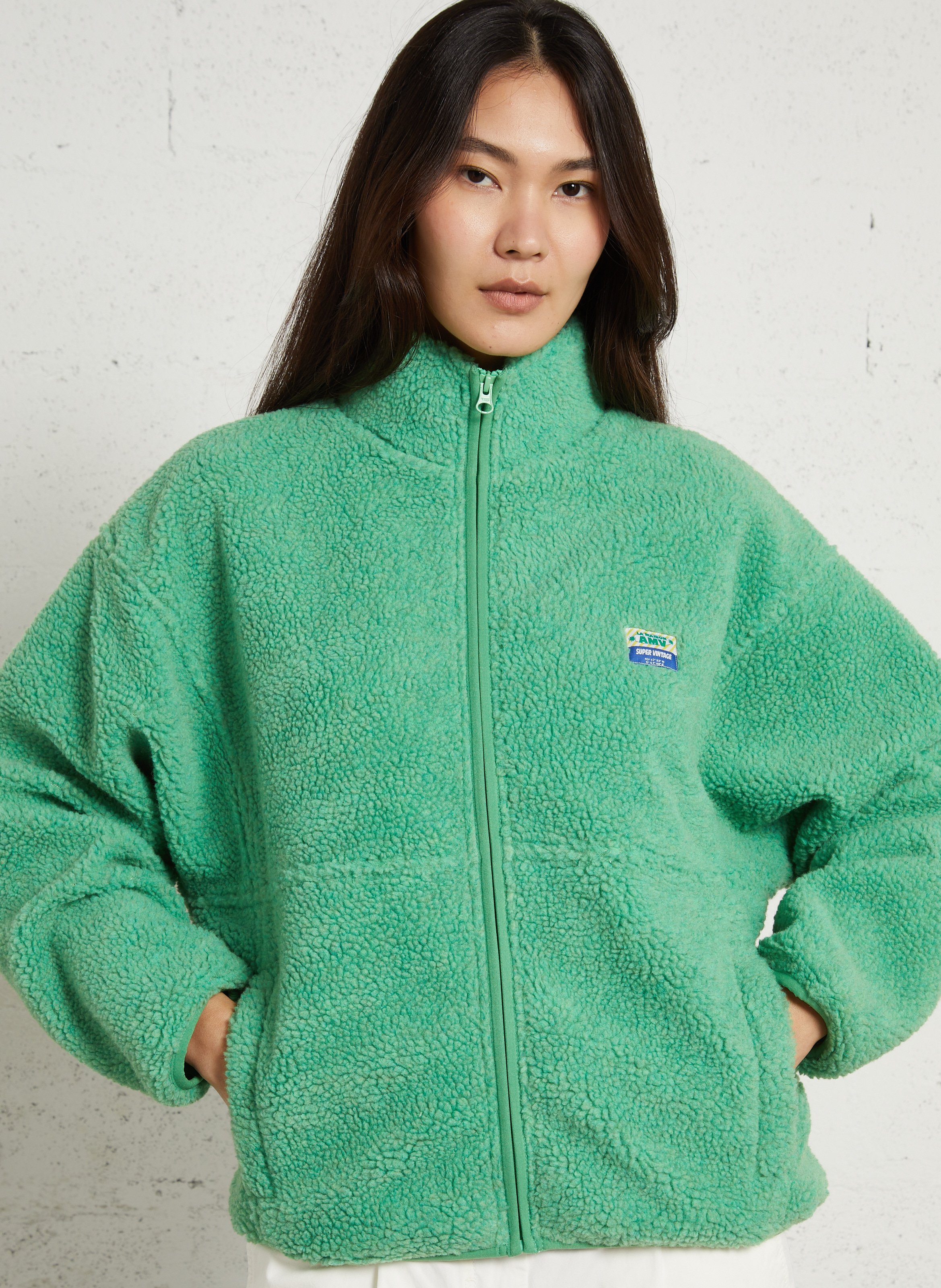 Veste ample zippée à col montant polaire AMERICAN VINTAGE