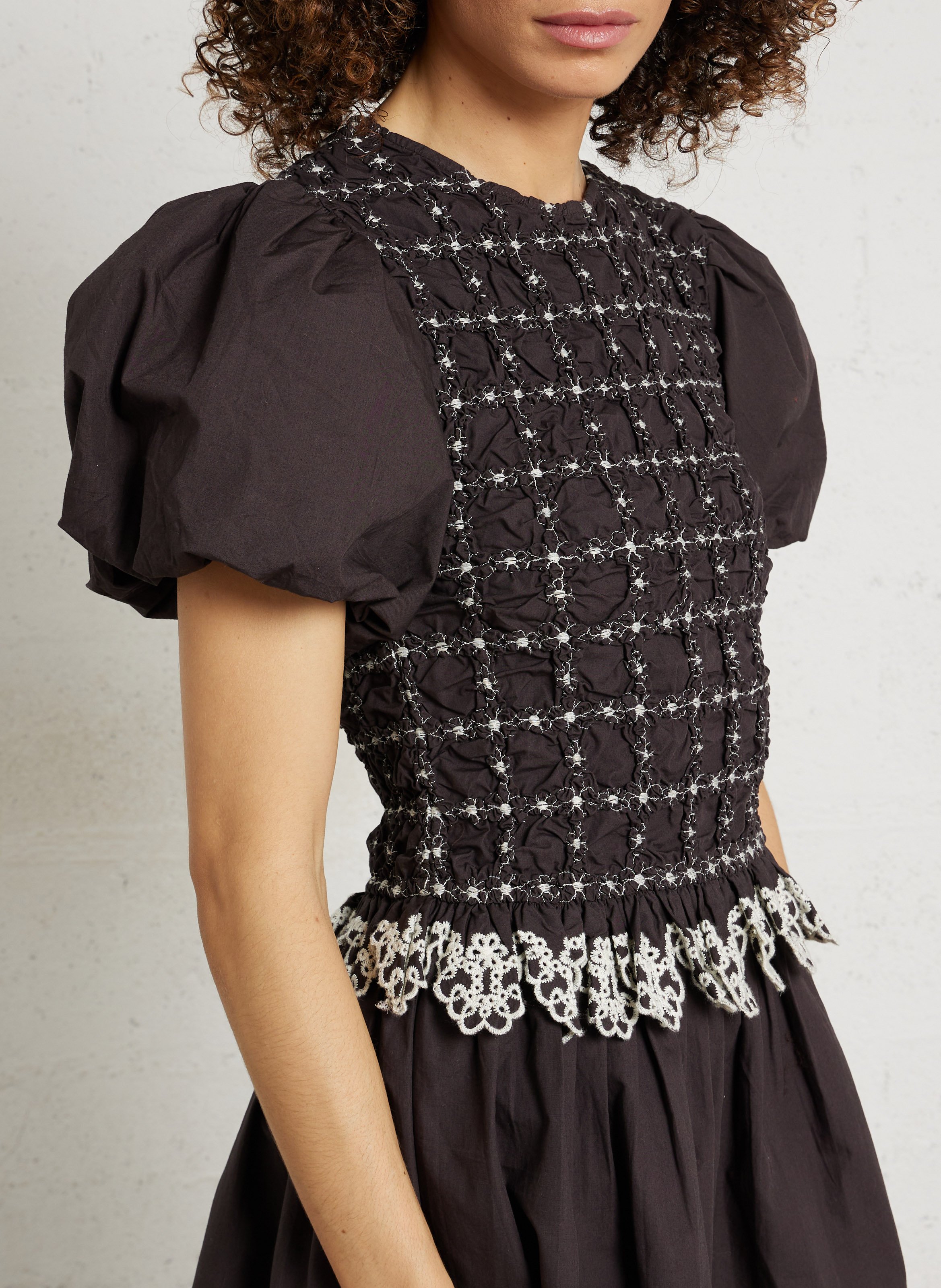 Korte jurk van biokatoen DAMSON MADDER Zwart