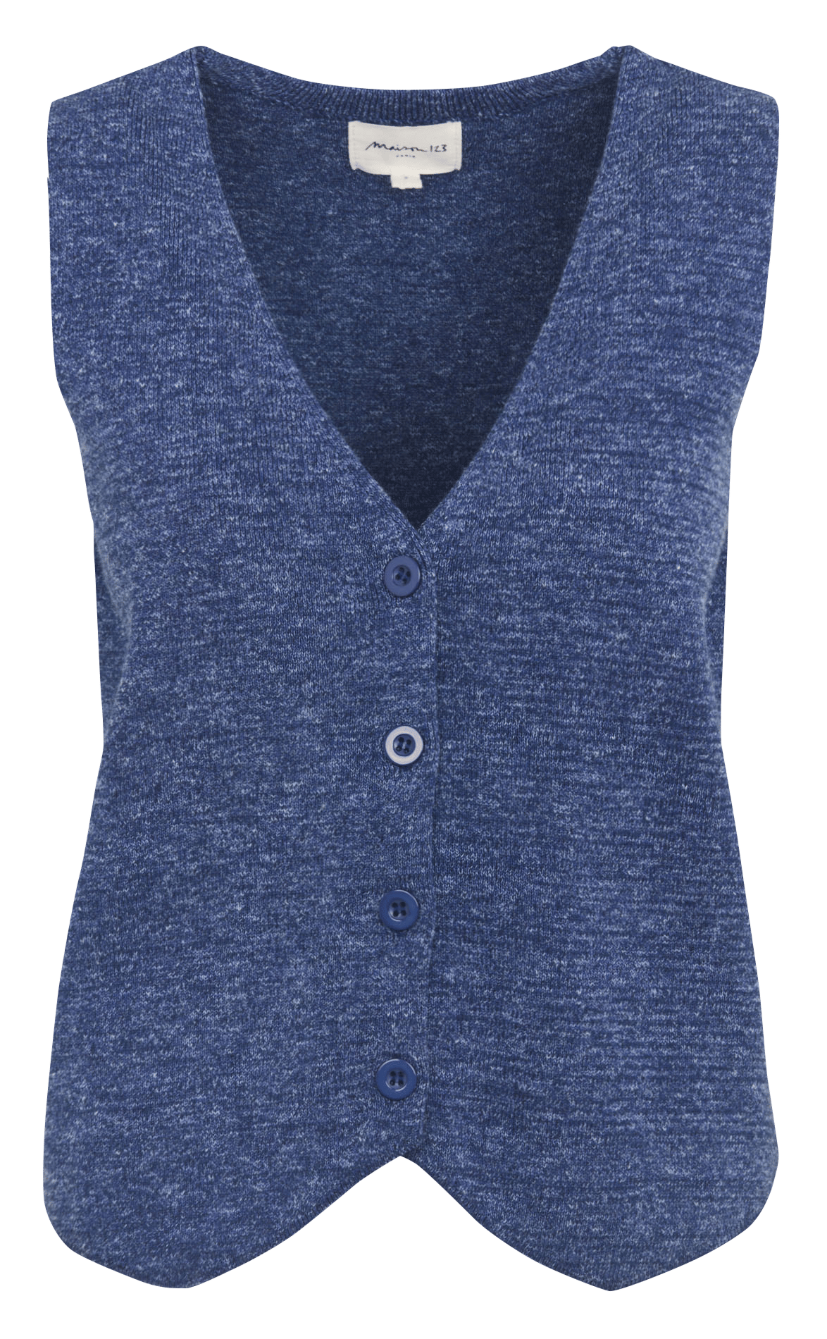 Gilet droit col V en coton mélangé MAISON 123 Bleu