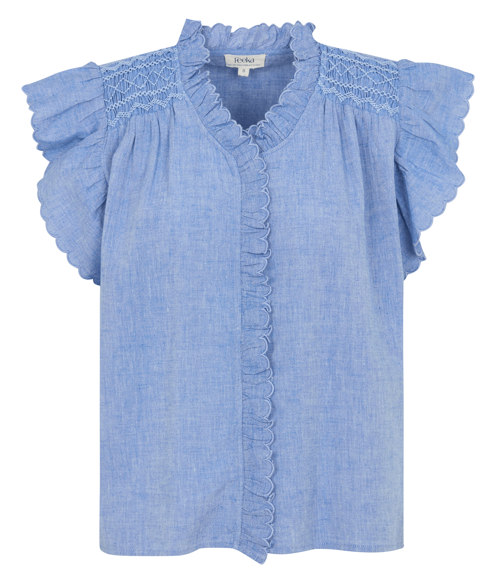 Geruite blouse met V-hals FEEKA Blauw