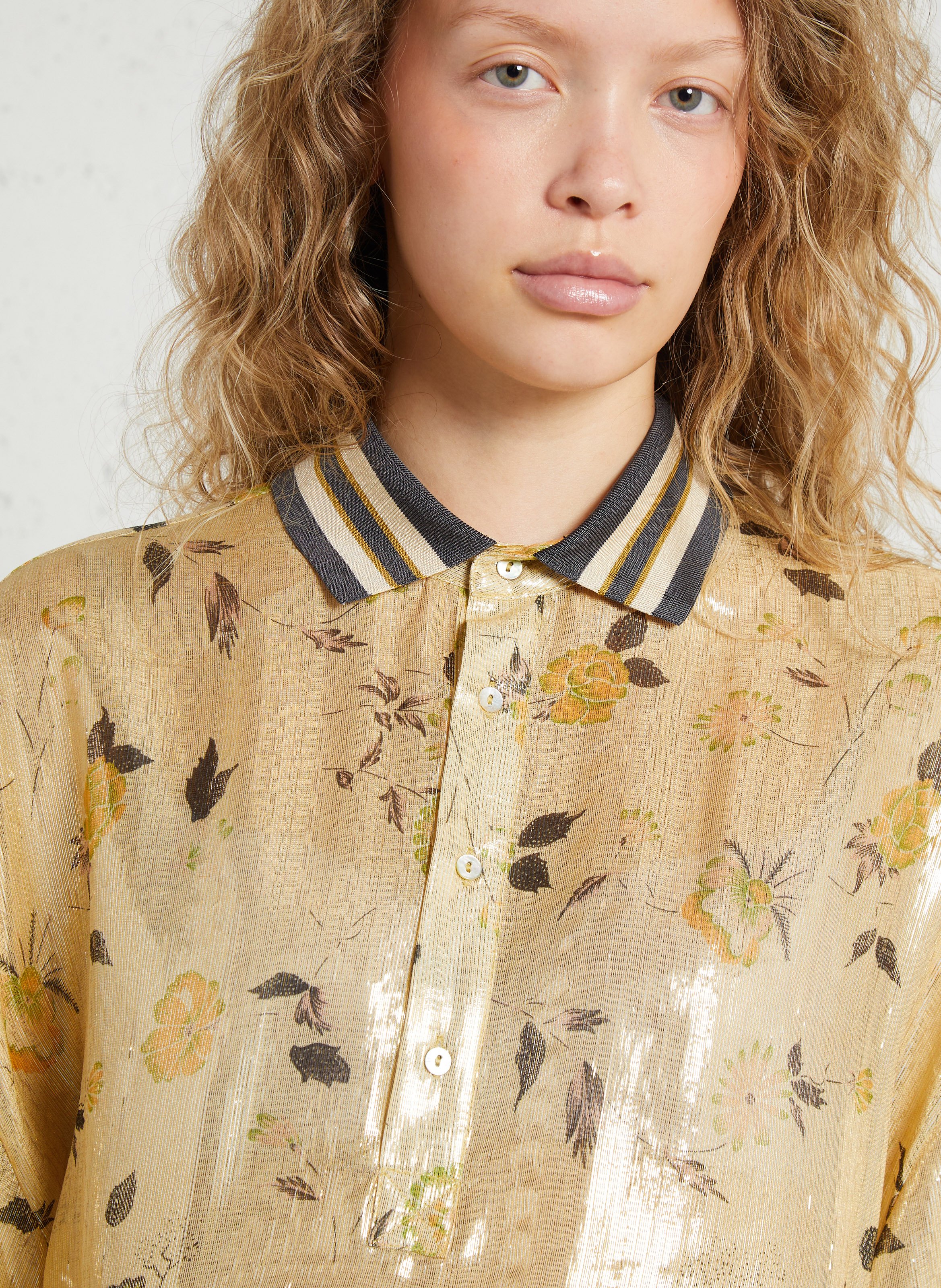 Silk blend printed polo collar top MES DEMOISELLES Multicolored