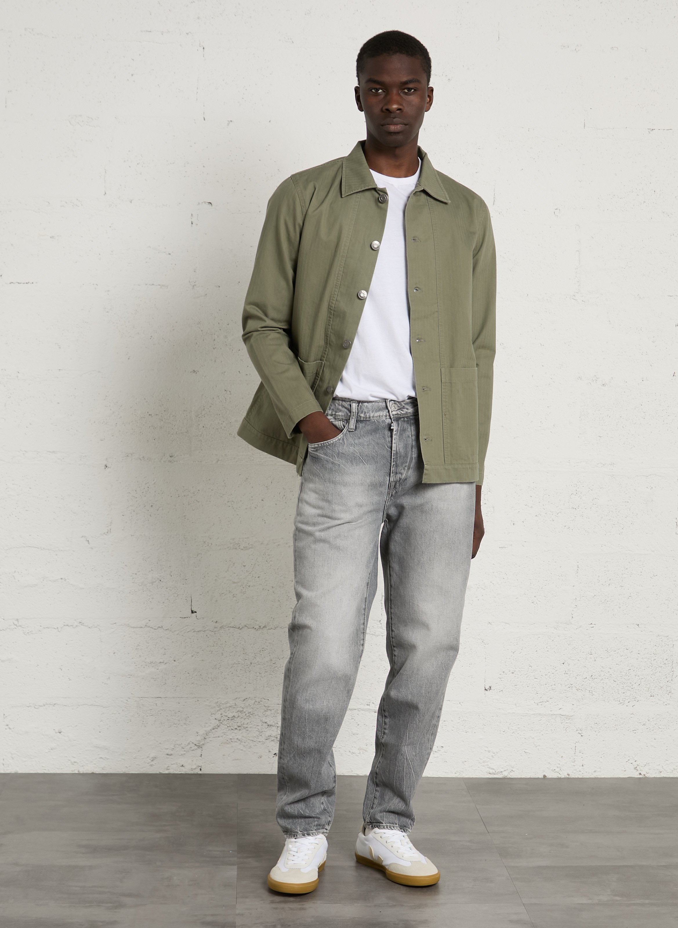 Gerade Hemdjacke mit klassischem Kragen aus Baumwolle LE TEMPS DES CERISES Weiss