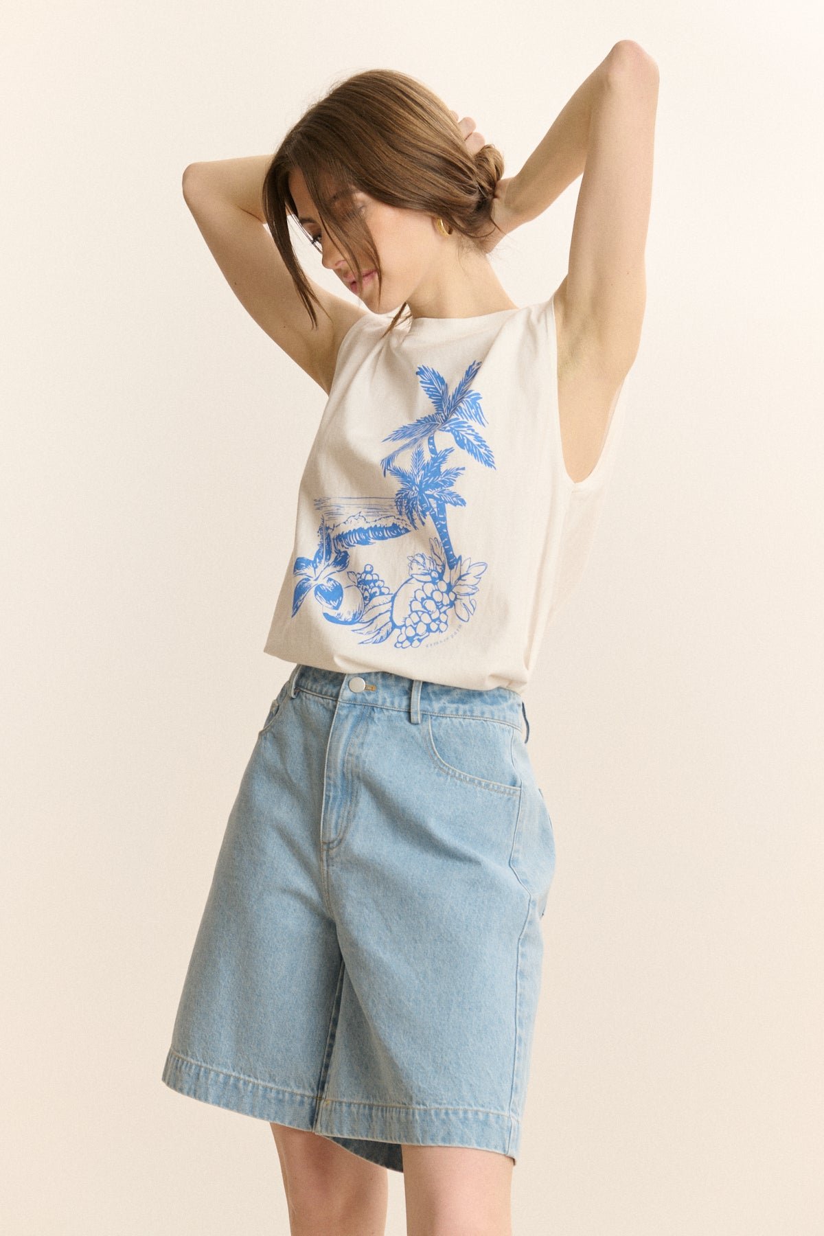 Sleeveless printed T-shirt GARANCE PARIS White