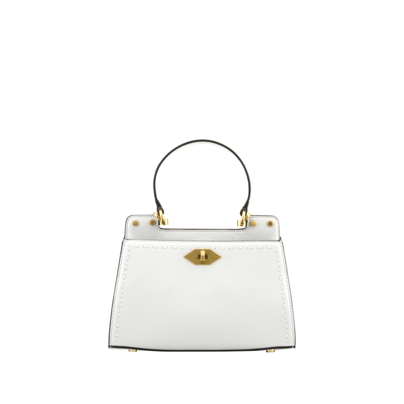 Handbag in calfskin POURCHET White