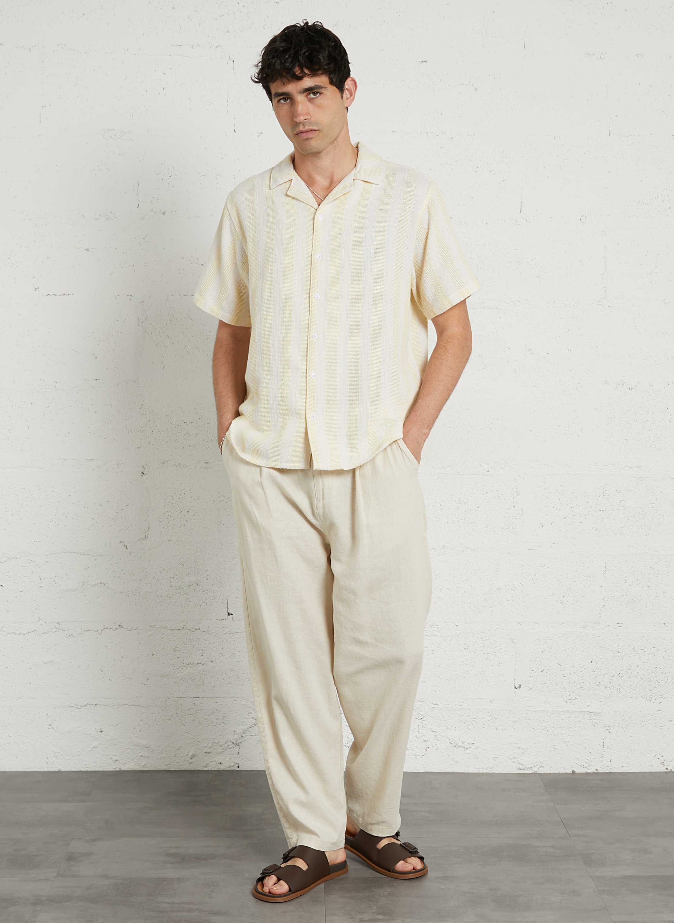 Straight striped shirt with classic collar SOLID Yellow