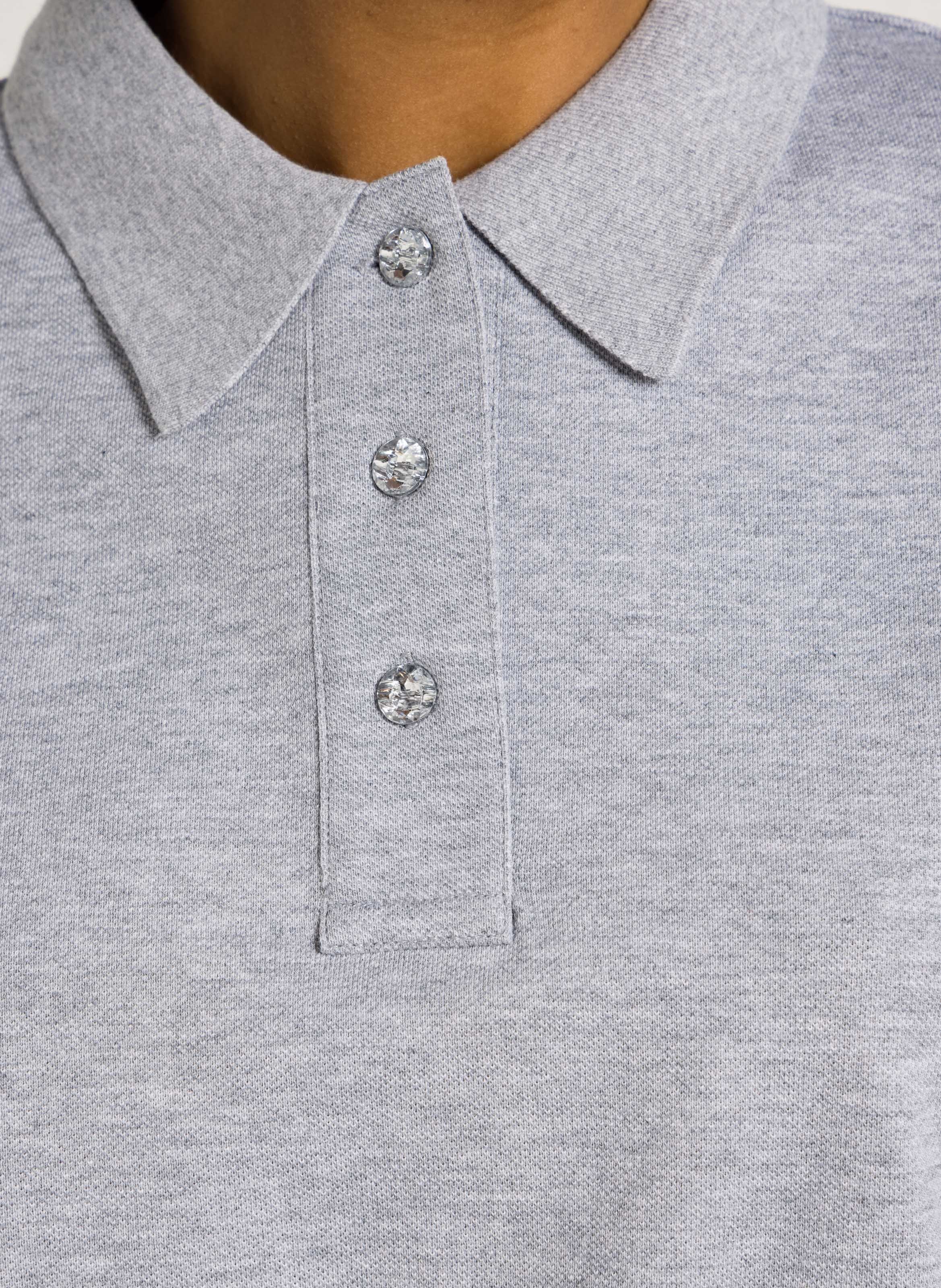 Katoenen top met polokraagje BERENICE Grijs