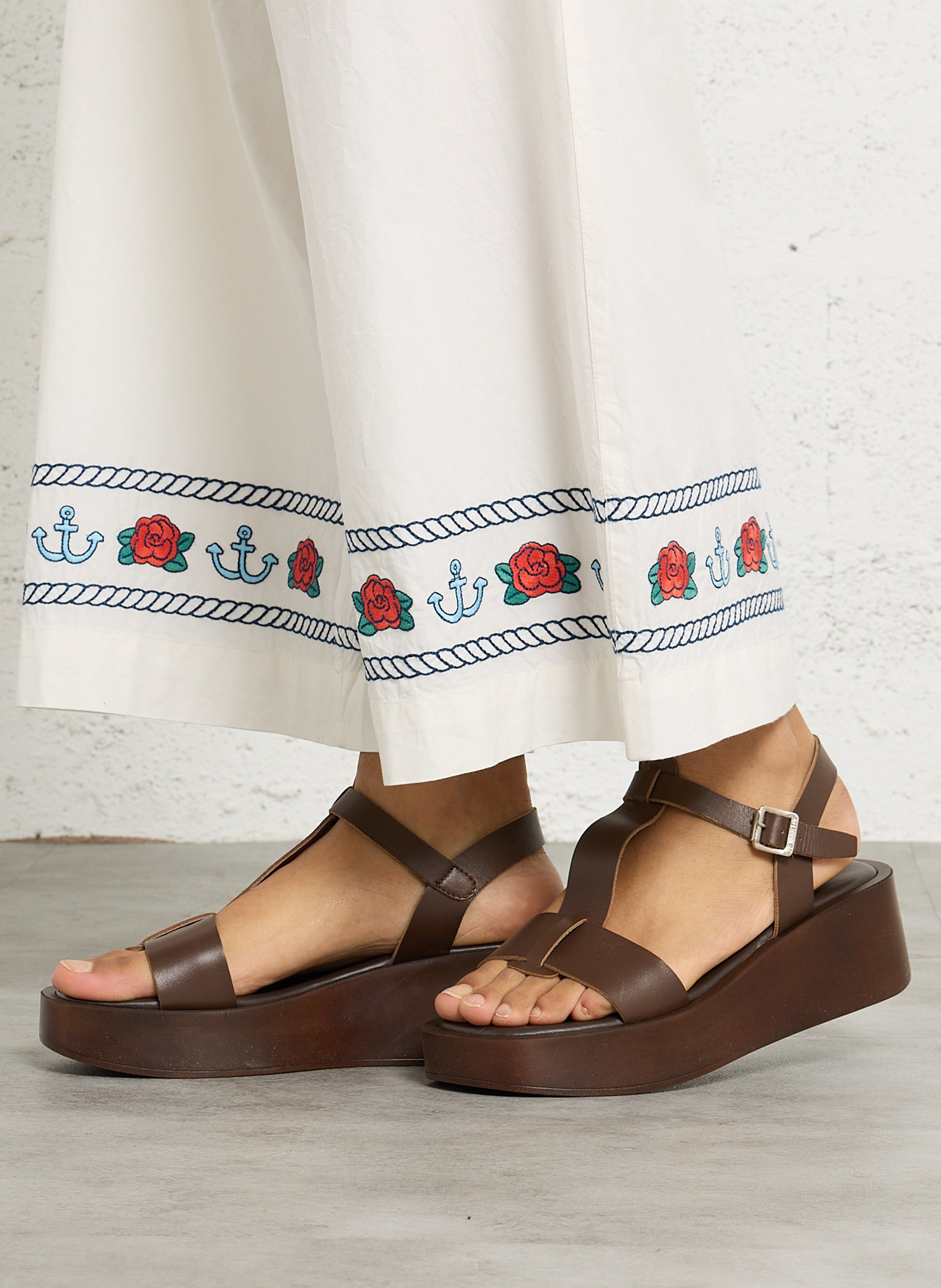 Fabia leather wedge sandals JB MARTIN Brown