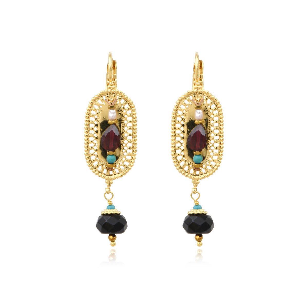 Earrings in fine gold plating SATELLITE PARIS Multicolored