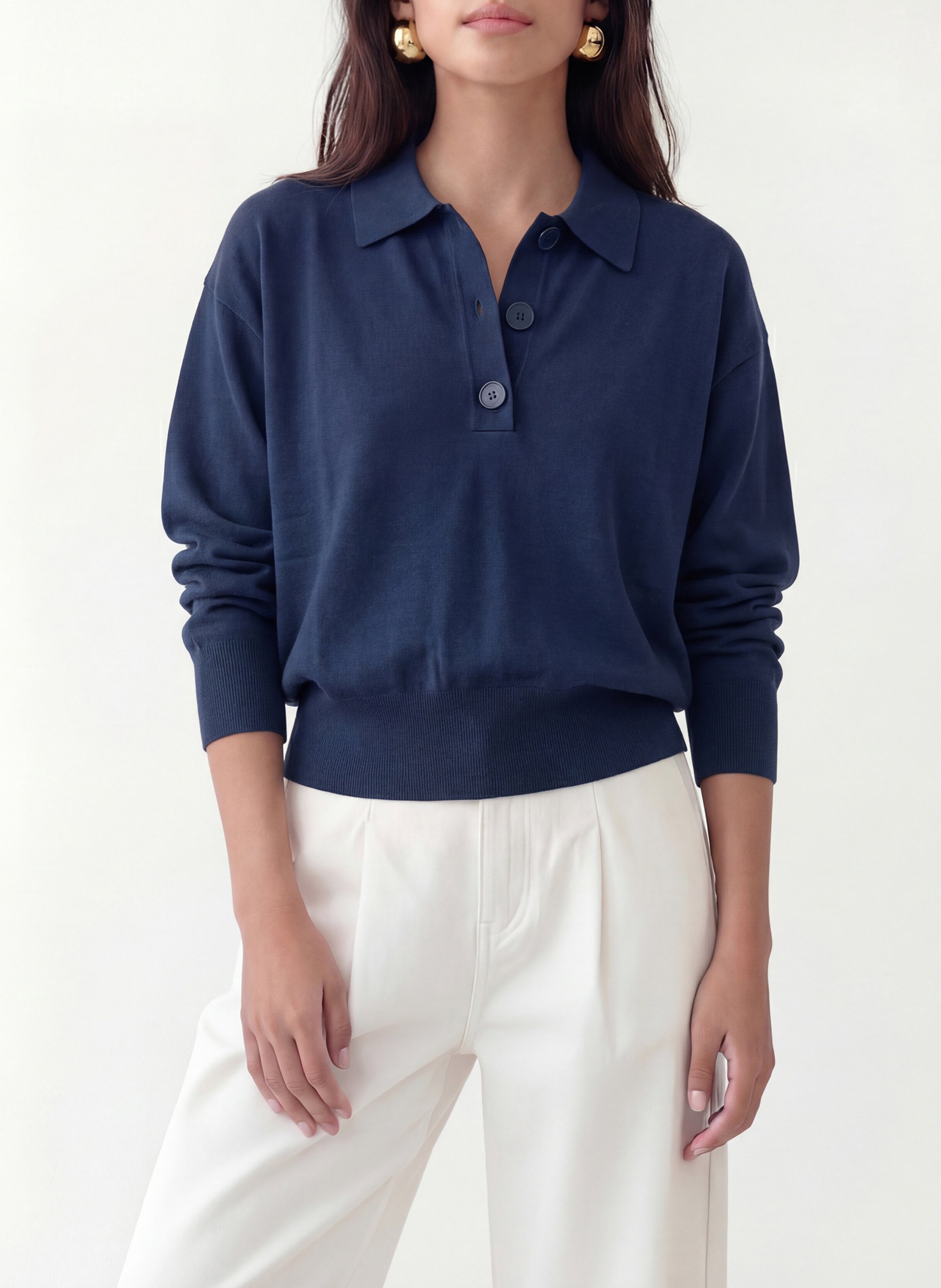 Gerade geschnittenes Poloshirt aus Strick KOOKAI Blau