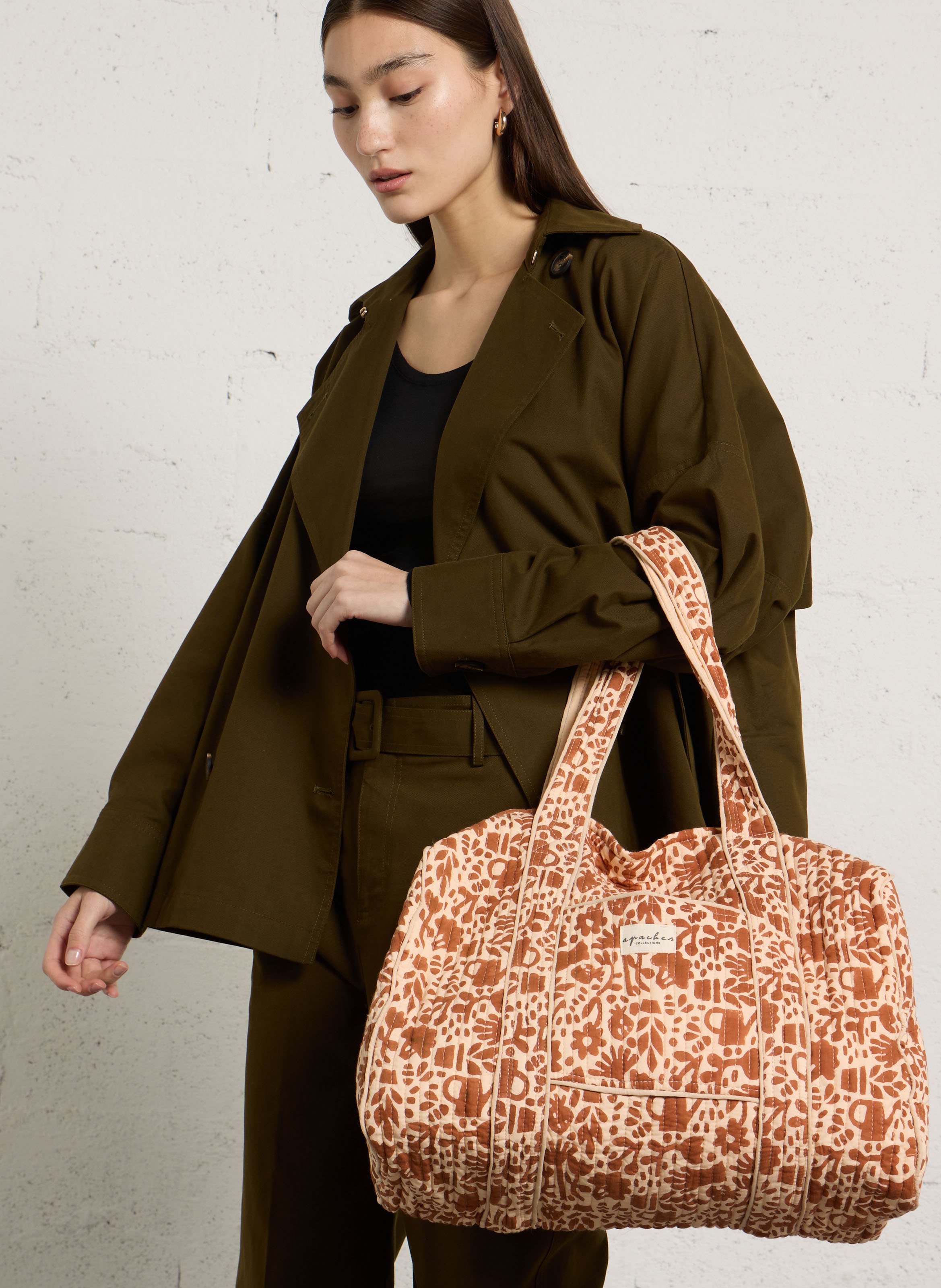 Bedruckte Tasche aus gesteppter Baumwolle APACHES COLLECTIONS Braun