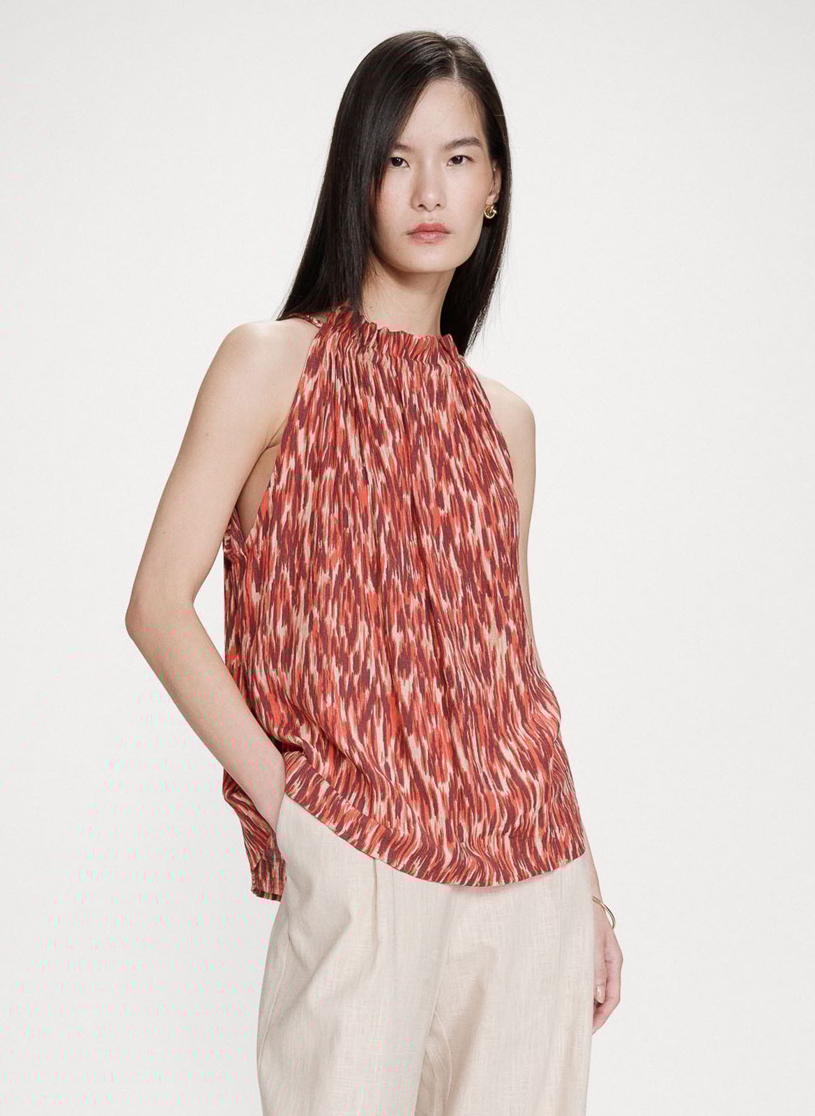 Top droit col rond imprimé GRACE ET MILA Rouge